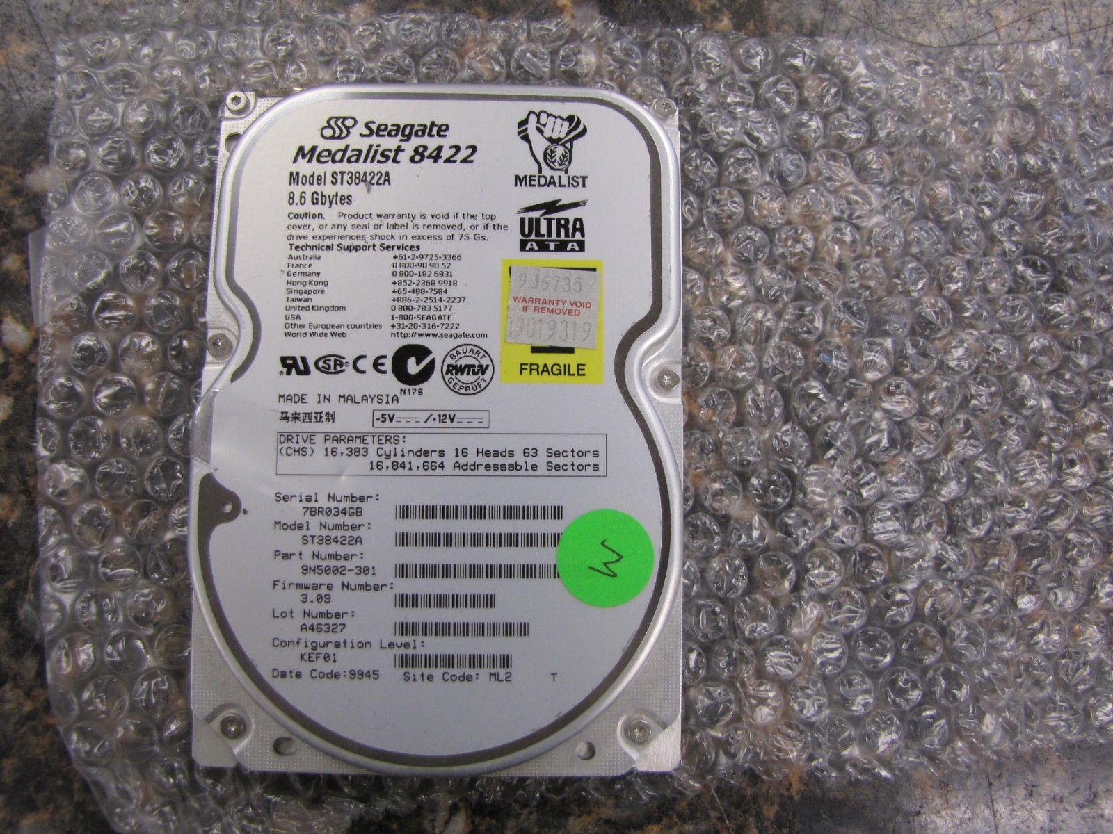 Seagate Medalist 8422 8.6GB Ultra ATA Hard Drive ST38422A TESTED & WORKING- ND39
