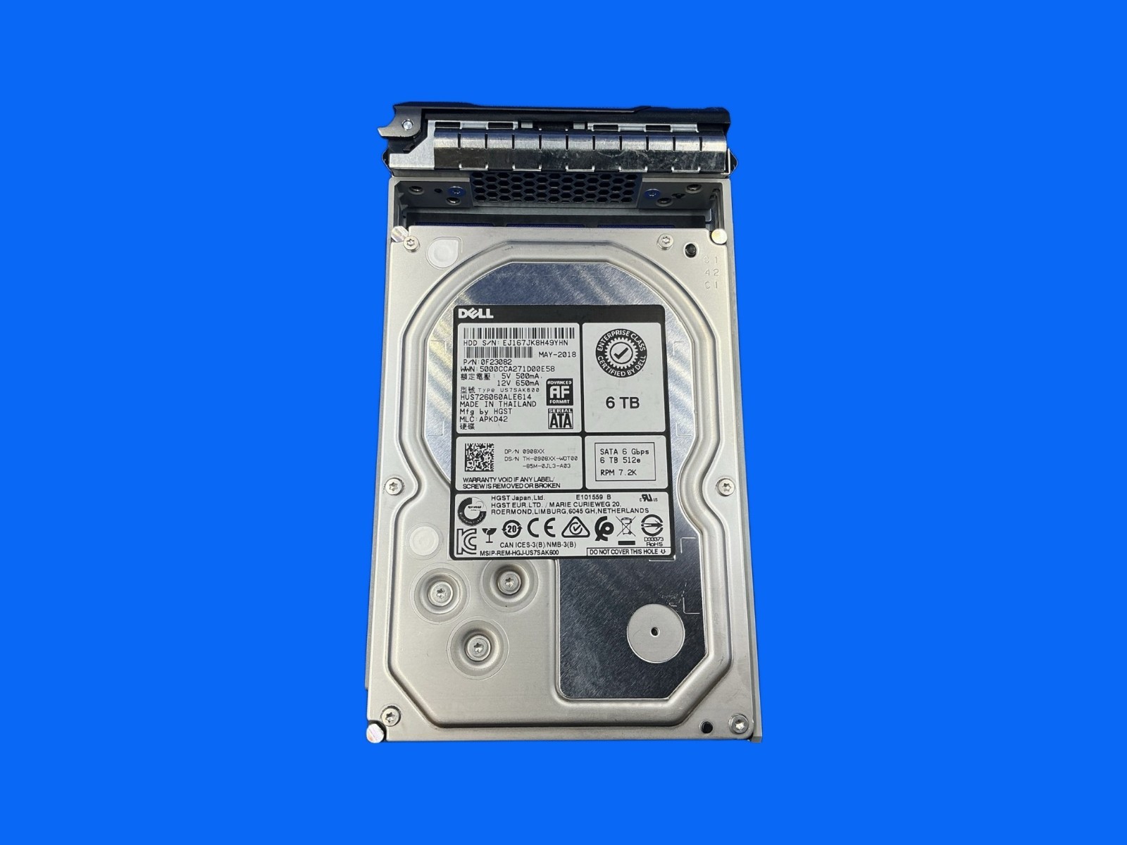 908XX DELL 6TB 7.2K 3.5'' SATA 6GBPS Hard Drive 0908XX HUS726060ALE614