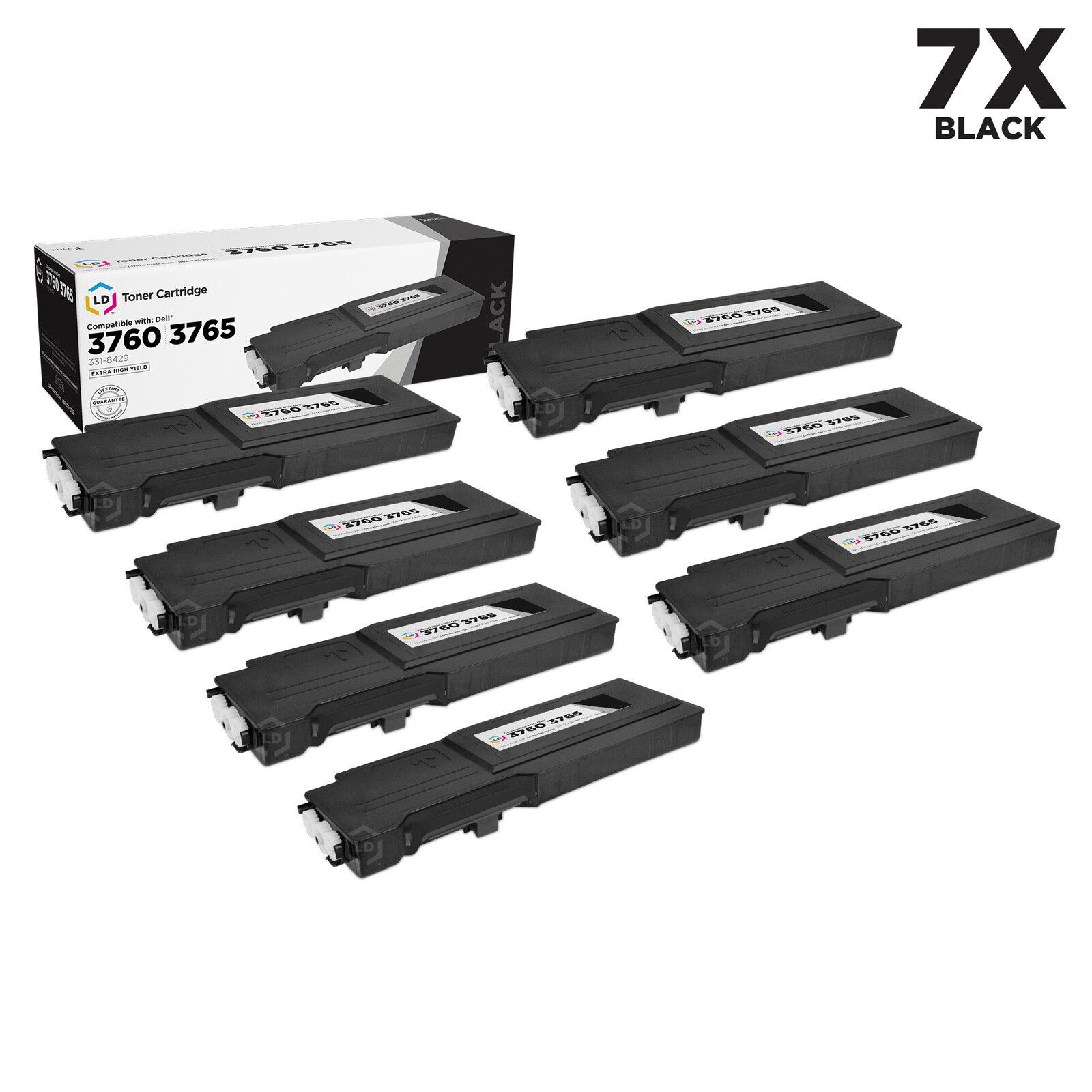 LD 7PK 331-8429 W8D60 Black Laser Toner Cartridge for Dell C3760n C3760dn C3765d