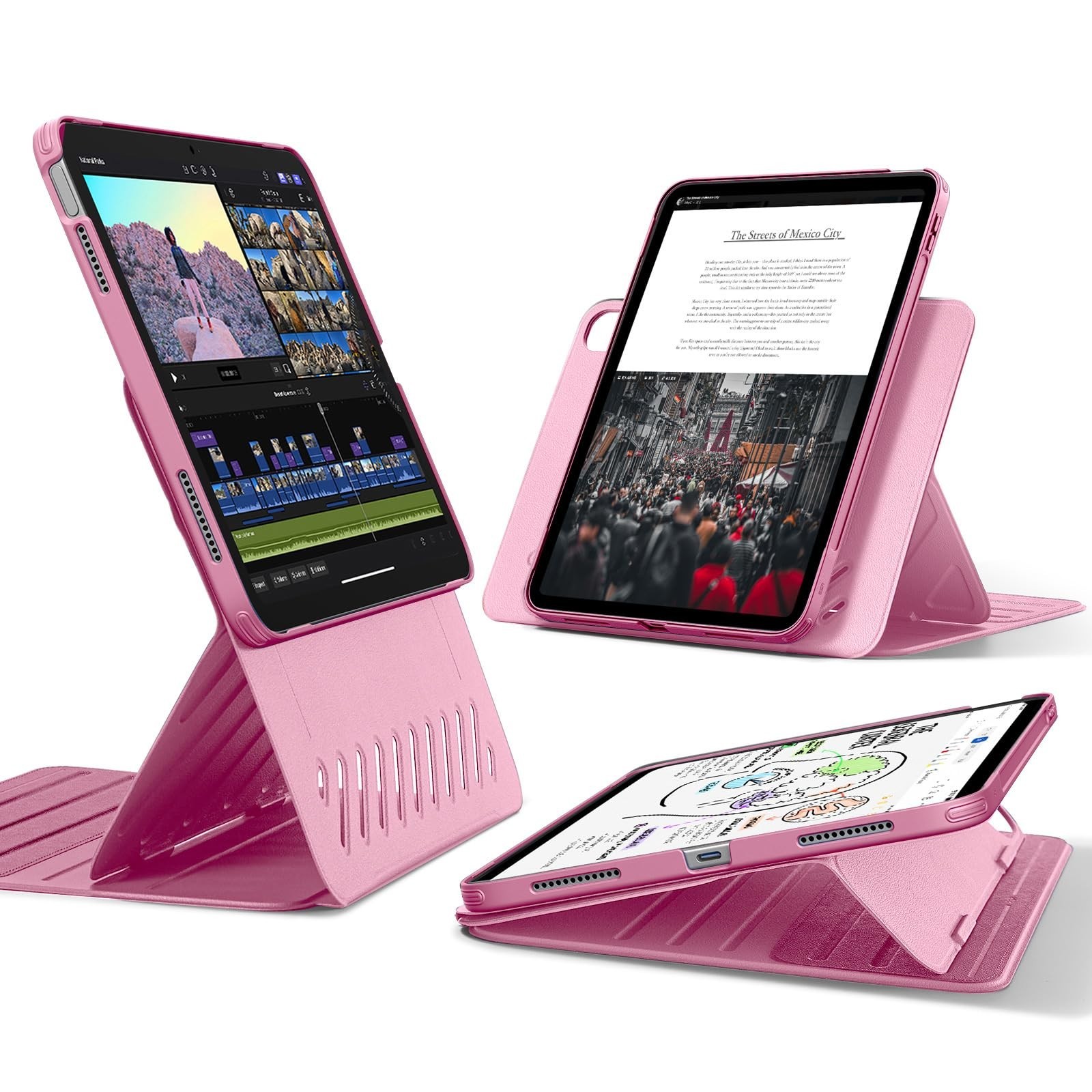 ESR iPad A16 11th 10th Gen Case Magnetic Stand Portrait Landscape Pink
