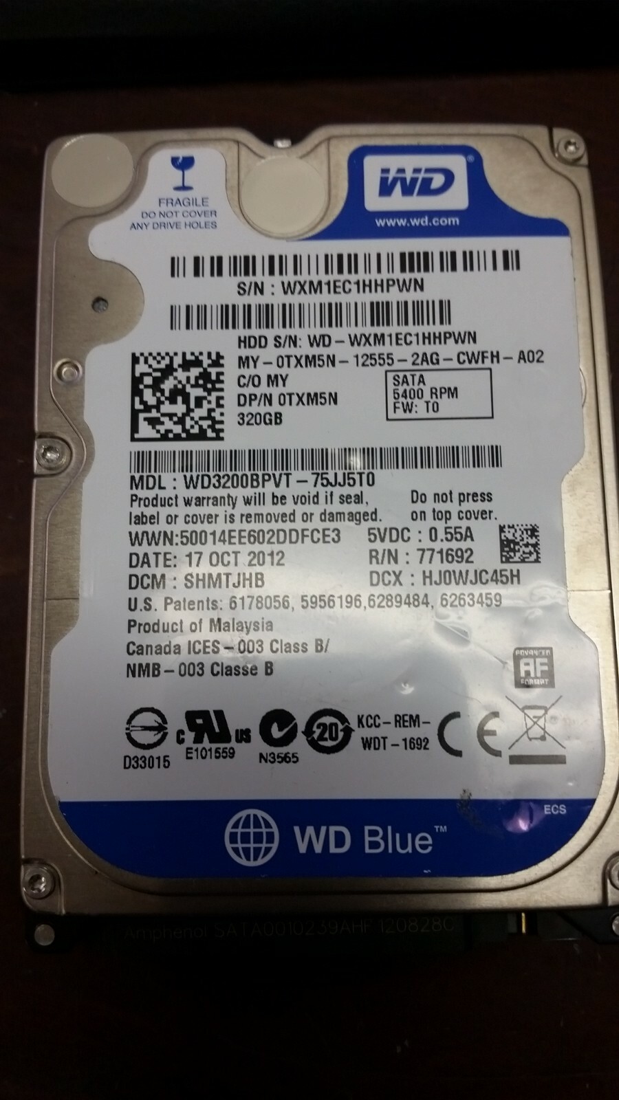 Dell 0TXM5N 320GB 5400RPM 2.5" Laptop Hard Drive