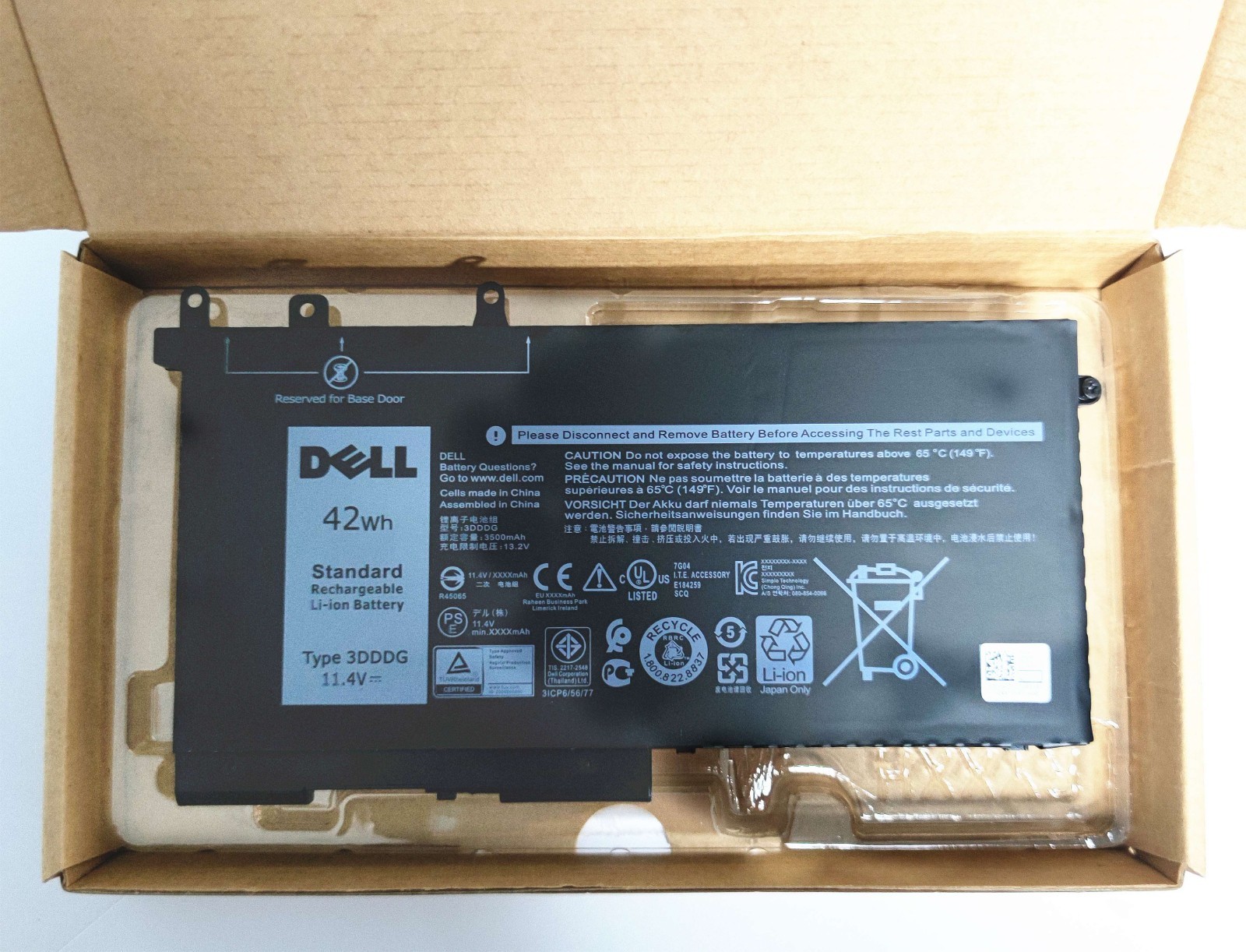 Genuine OEM 3DDDG Battery for Dell Latitude E5280 E5480 E5580 5490 5590 42Wh NEW