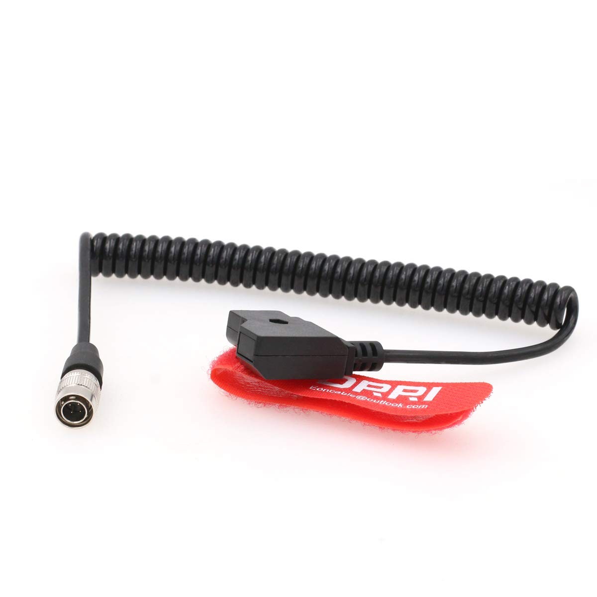 Hirose 4Pin Male To DTap Coiled Power Cable Fits Sound Device 633/644/688