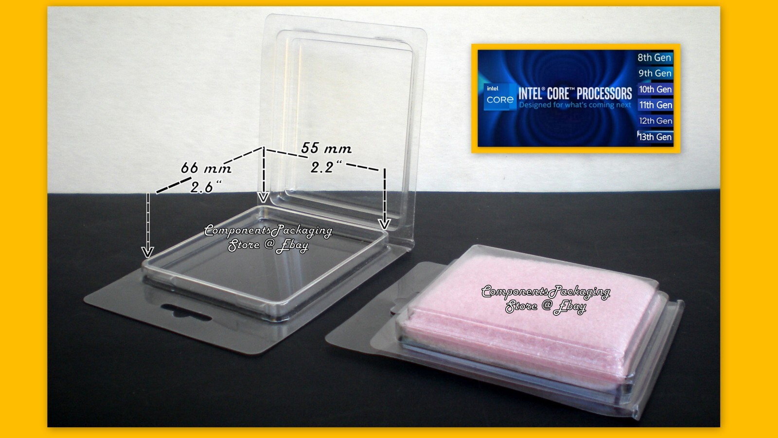 120 CPU Blister Pack Clamshell fits Intel CPU's (2.5 x 2.15") + Anti Static Foam
