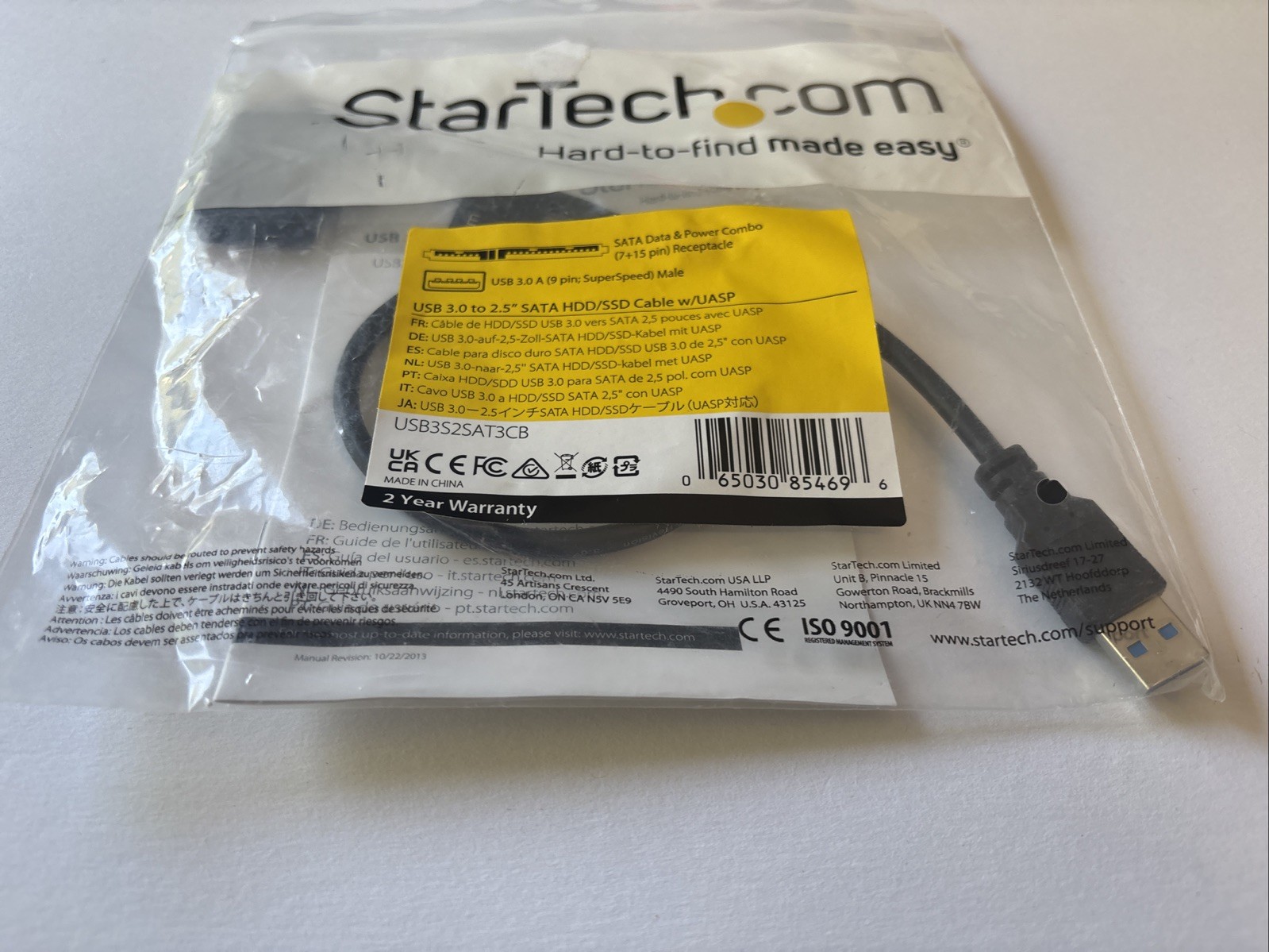 StarTech.com USB 3.0 To 2.5" SATA HDD/SSD Cable w/UASP USB3S2SAT3CB