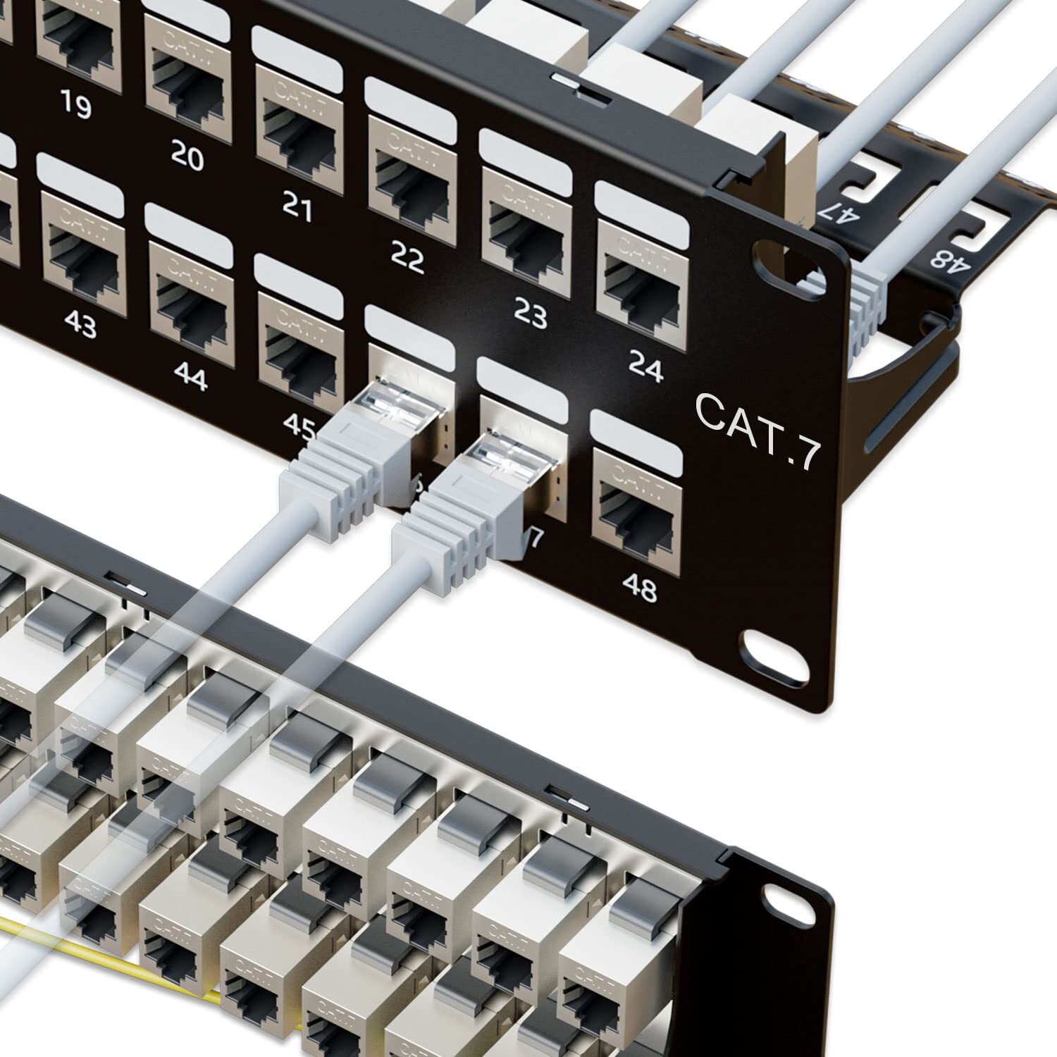 10gbps Cat7 Patch Panel 48 Port Rj45 Through Coupler 2u Patch Panel Stp Shielded