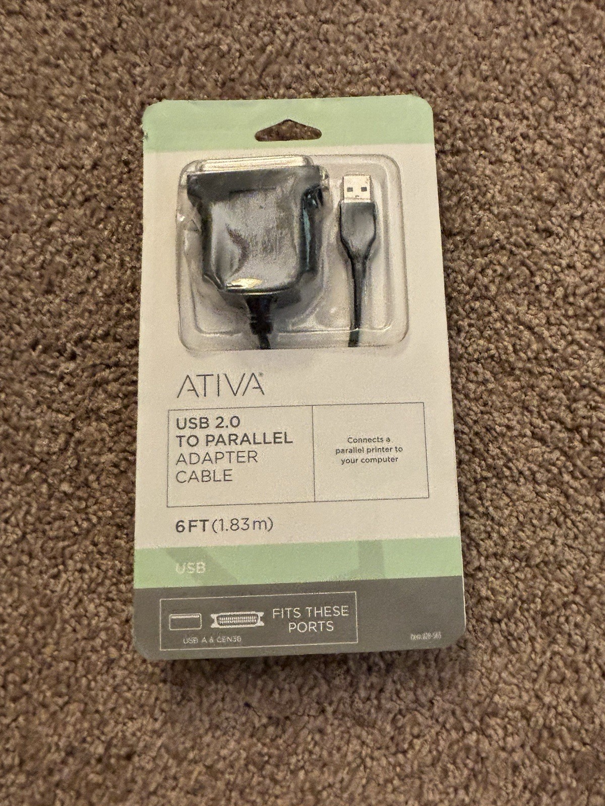 Ativa® USB to Parallel Printer Adapter Cable, 6'