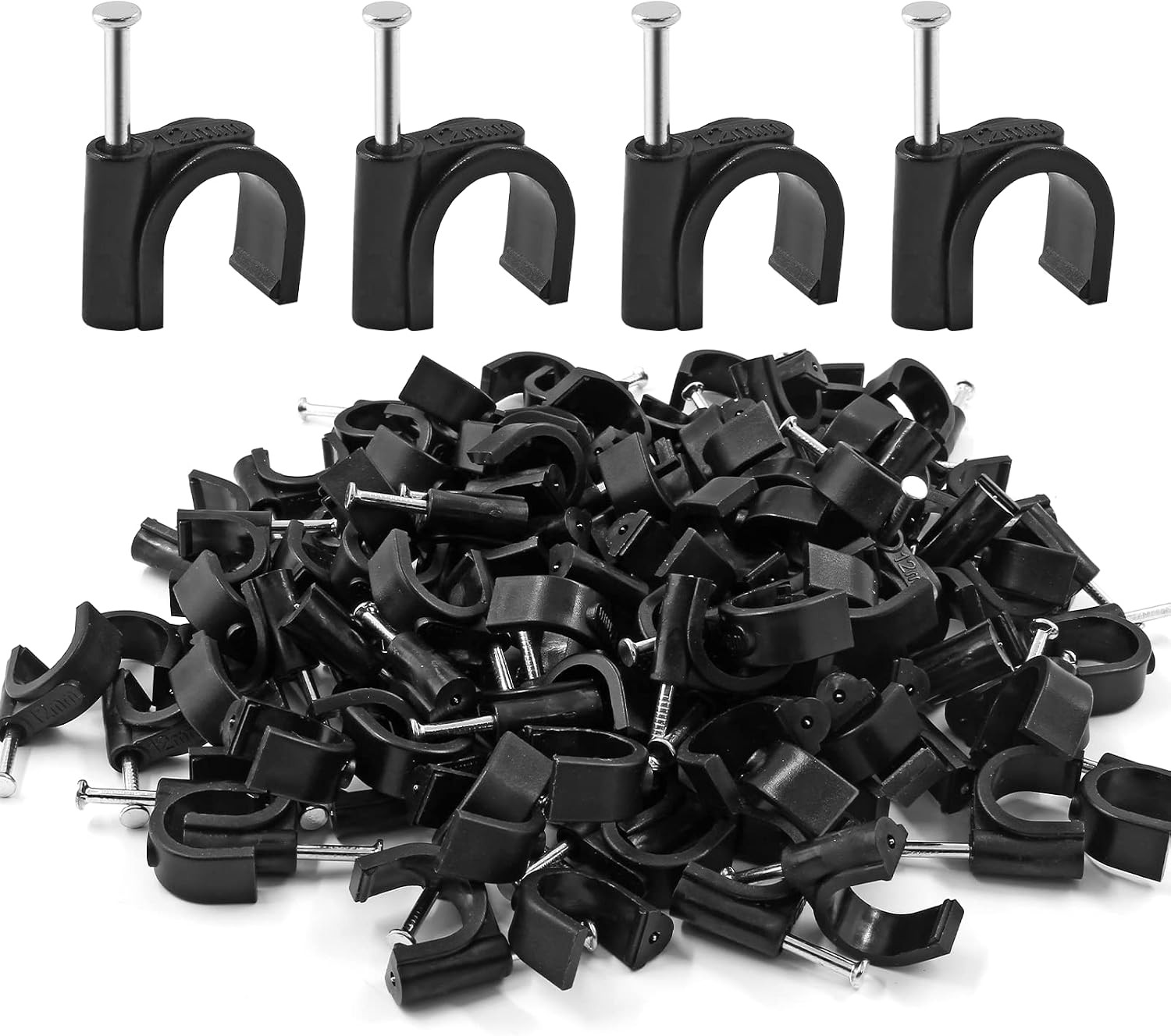 12mm Nail in Cable Clips Black 200Pcs