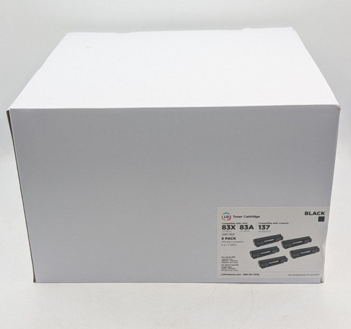 LD Compatible Toner Replacement  CF283X  for  HP 83X/83A/Canon 137, Black 5 Pack