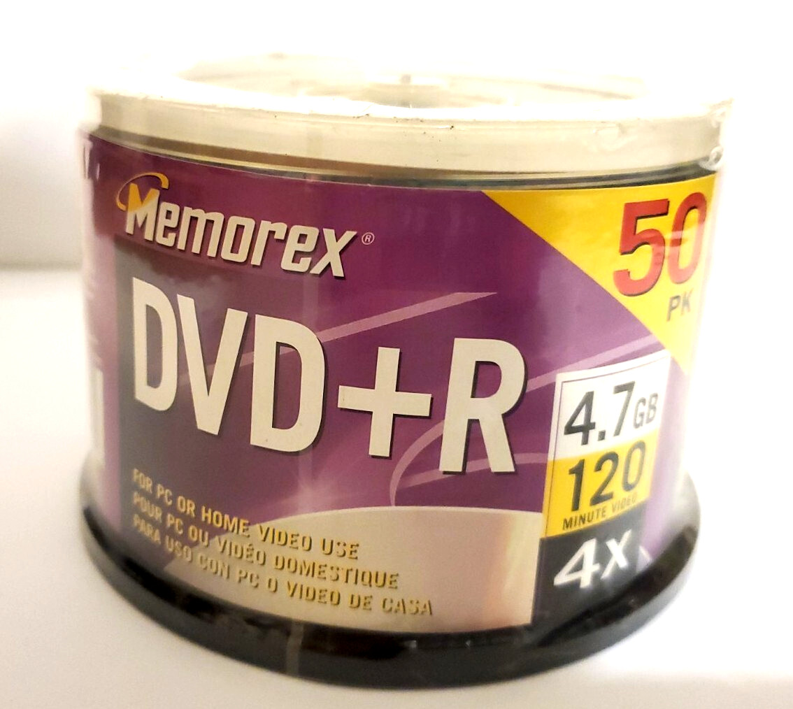 Memorex DVD+R 50 Pack 4.7GB 120 Minute  3202-5444 Video Recording Time