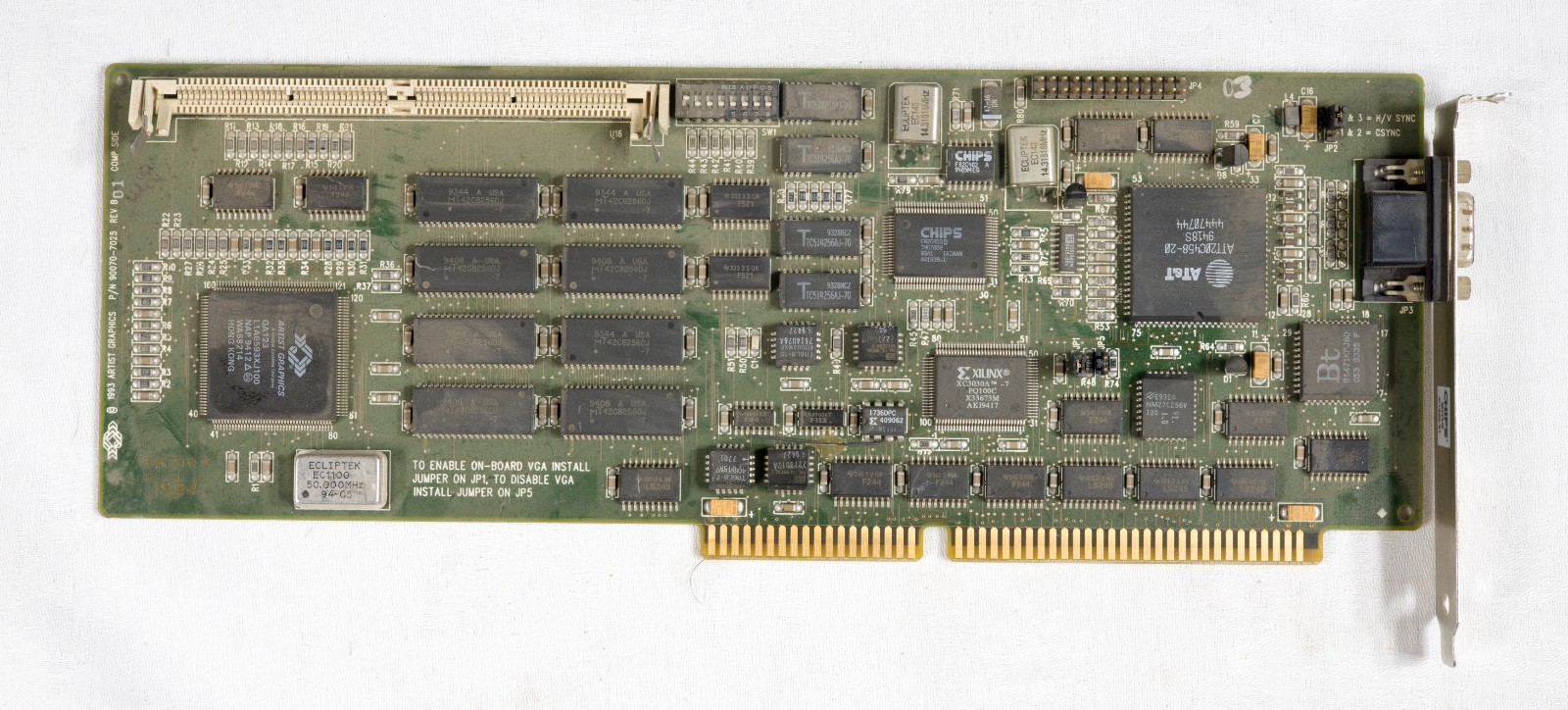 Vintage Artist Graphics Winsprint 1000i 76 VGA card 16 bit ISA tested ISAO02