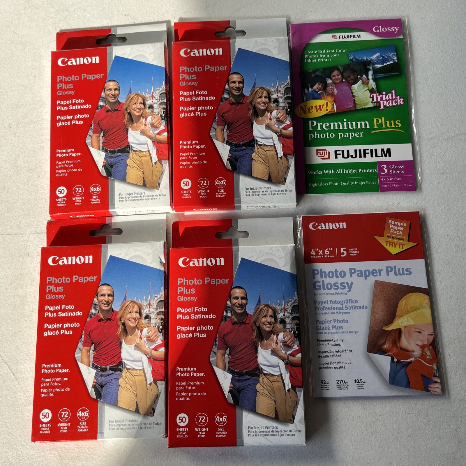 LOT OF 4 Canon 50 Sheets each Photo Paper Plus Glossy packs (37a)