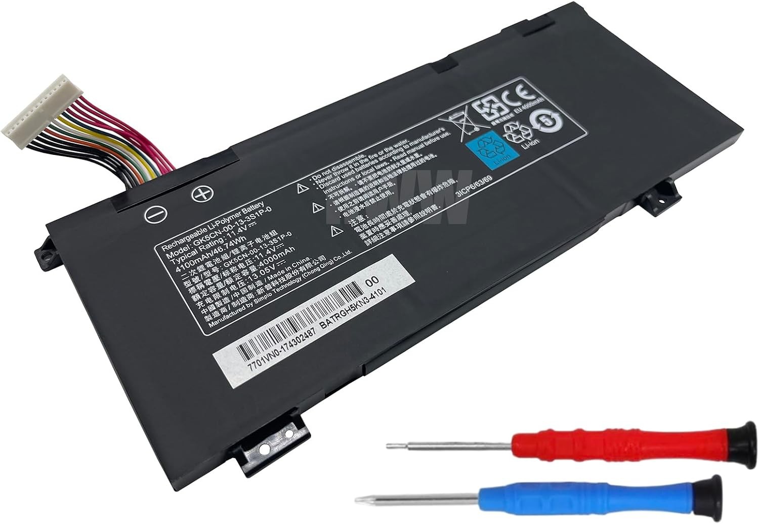 HWW New 11.4V 46.74Wh 4100mAh GK5CN 00 13 3S1P 0 Battery Replacement for Getac