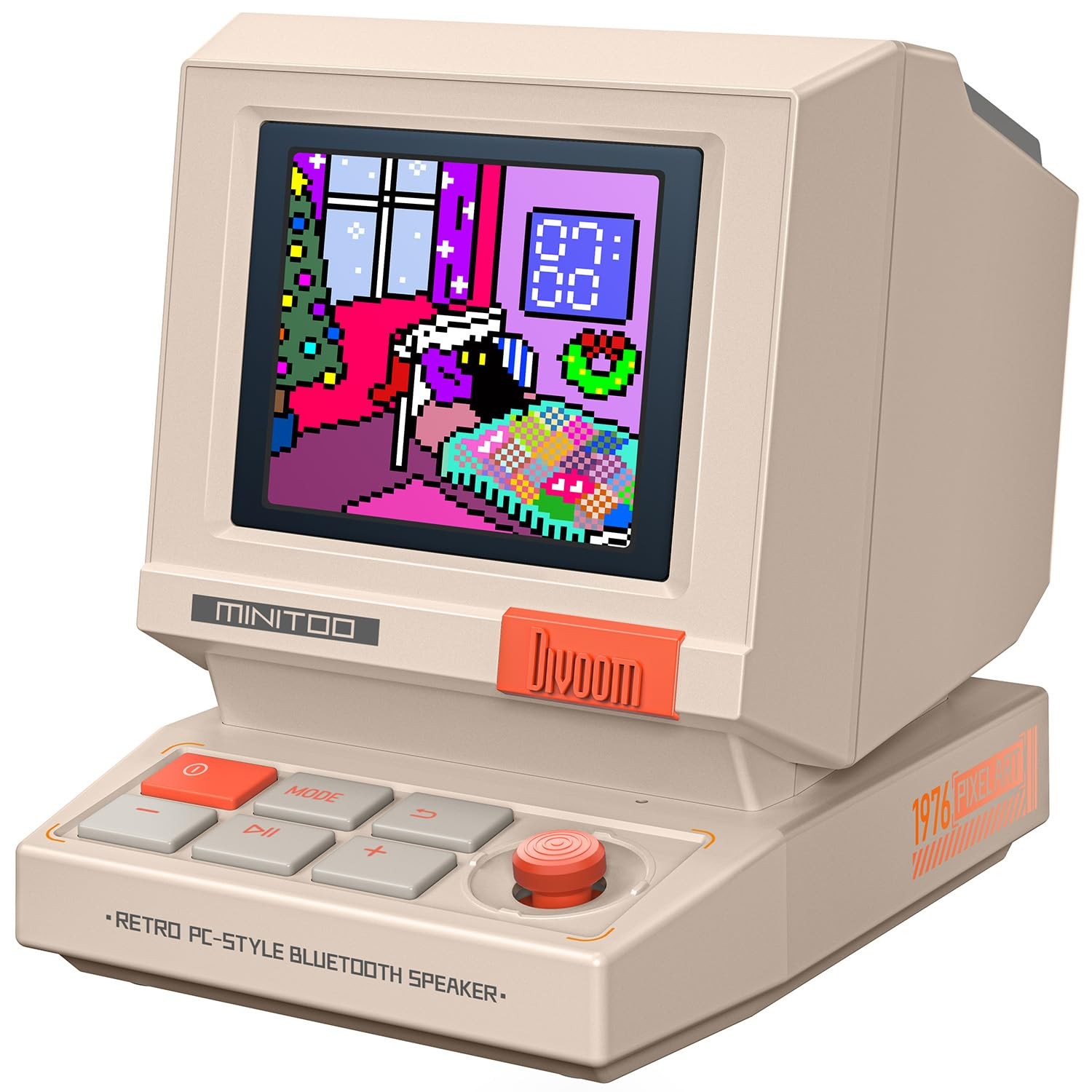 MiniToo Retro PC-Style Computer Speaker, Pixel Screen with DIY Faces