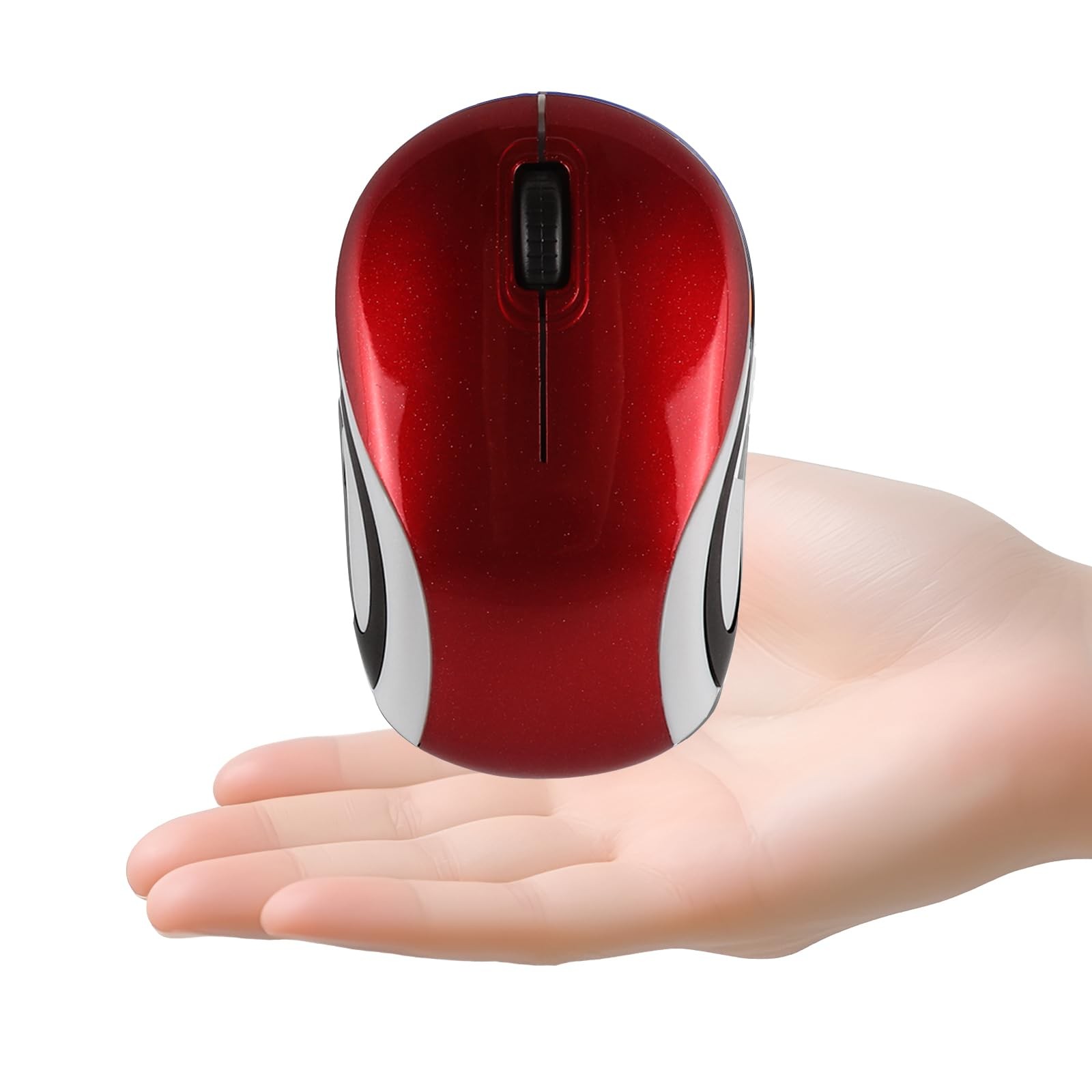 Usbkingdom Mini Small Wireless Mouse for Travel Optical Portable red 