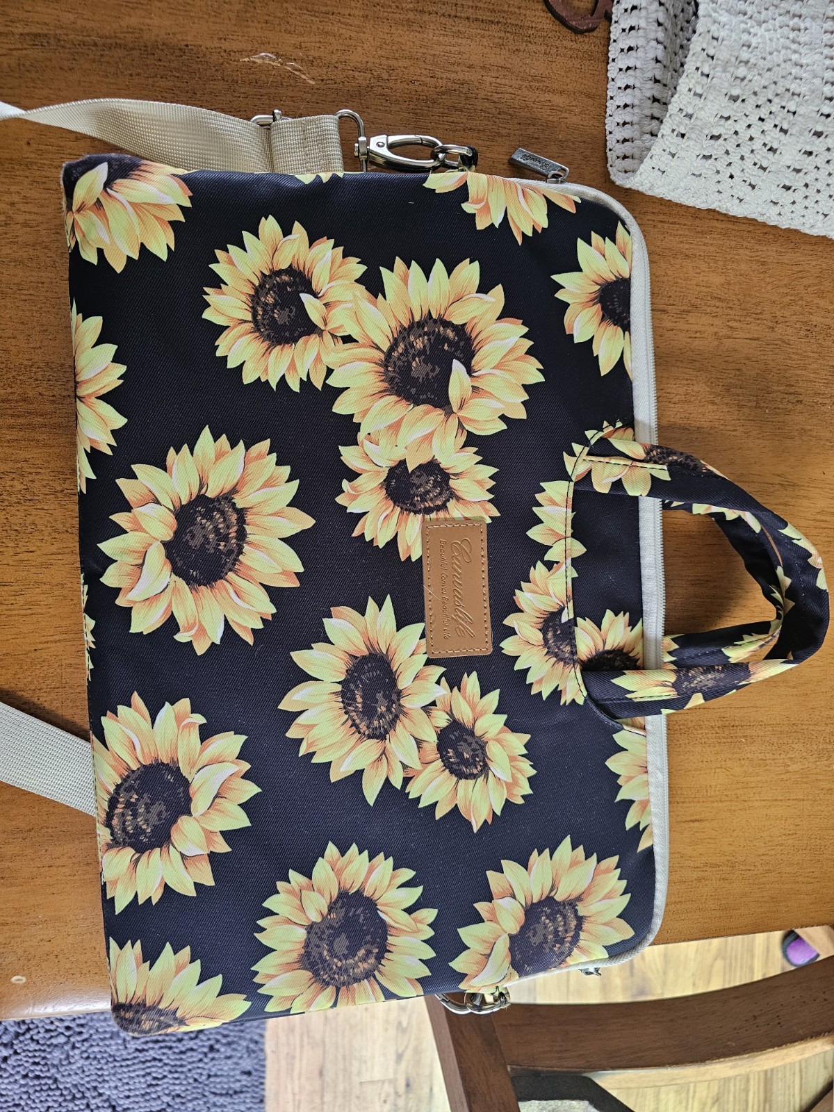 Sunflower Pattern 15in Waterproof Laptop  Shoulder Messenger Bag
