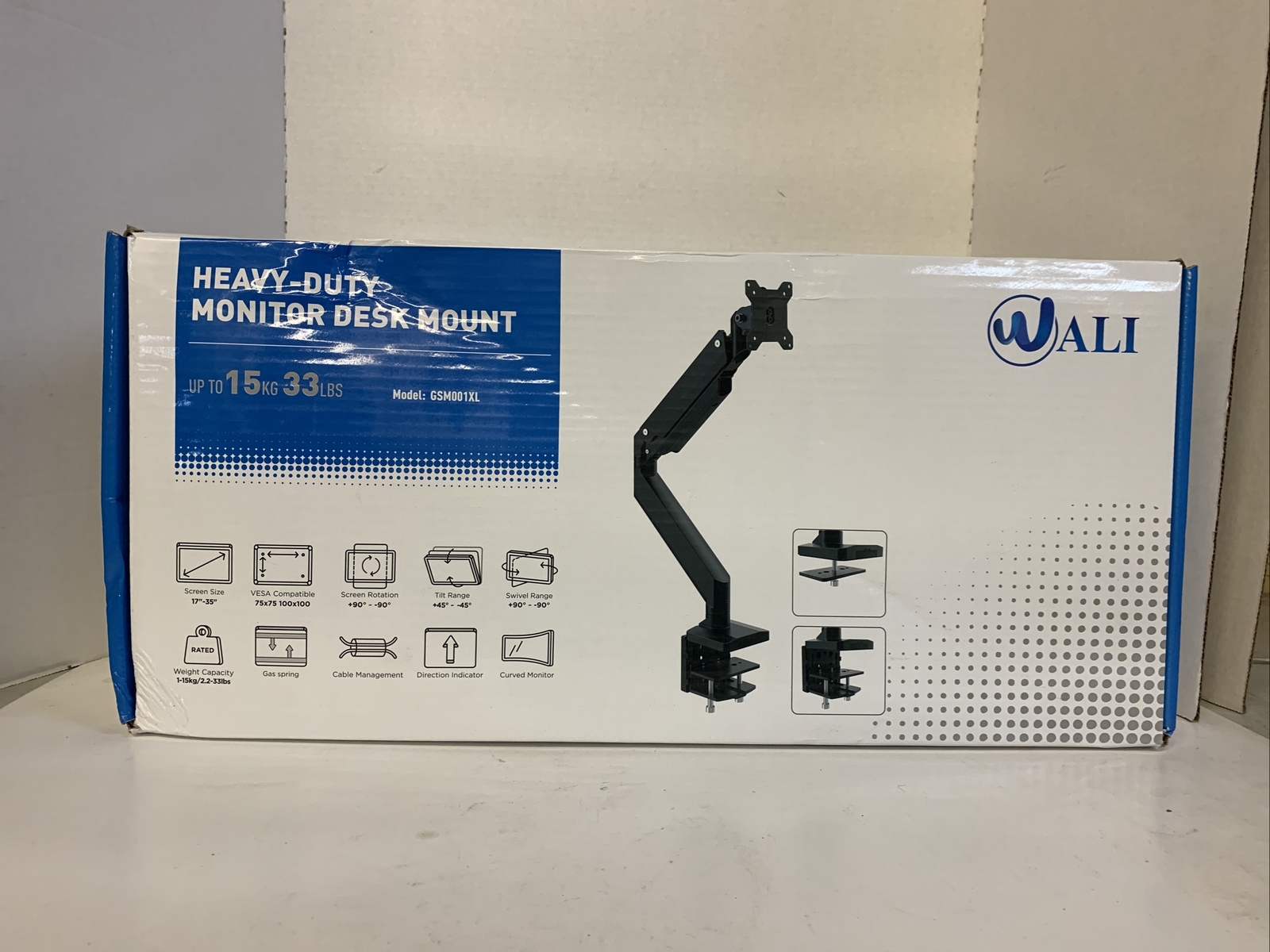 NEW Wali Heavy Duty Monitor Desk Mount Up To 15kg 33lbs Model: GSM001XL