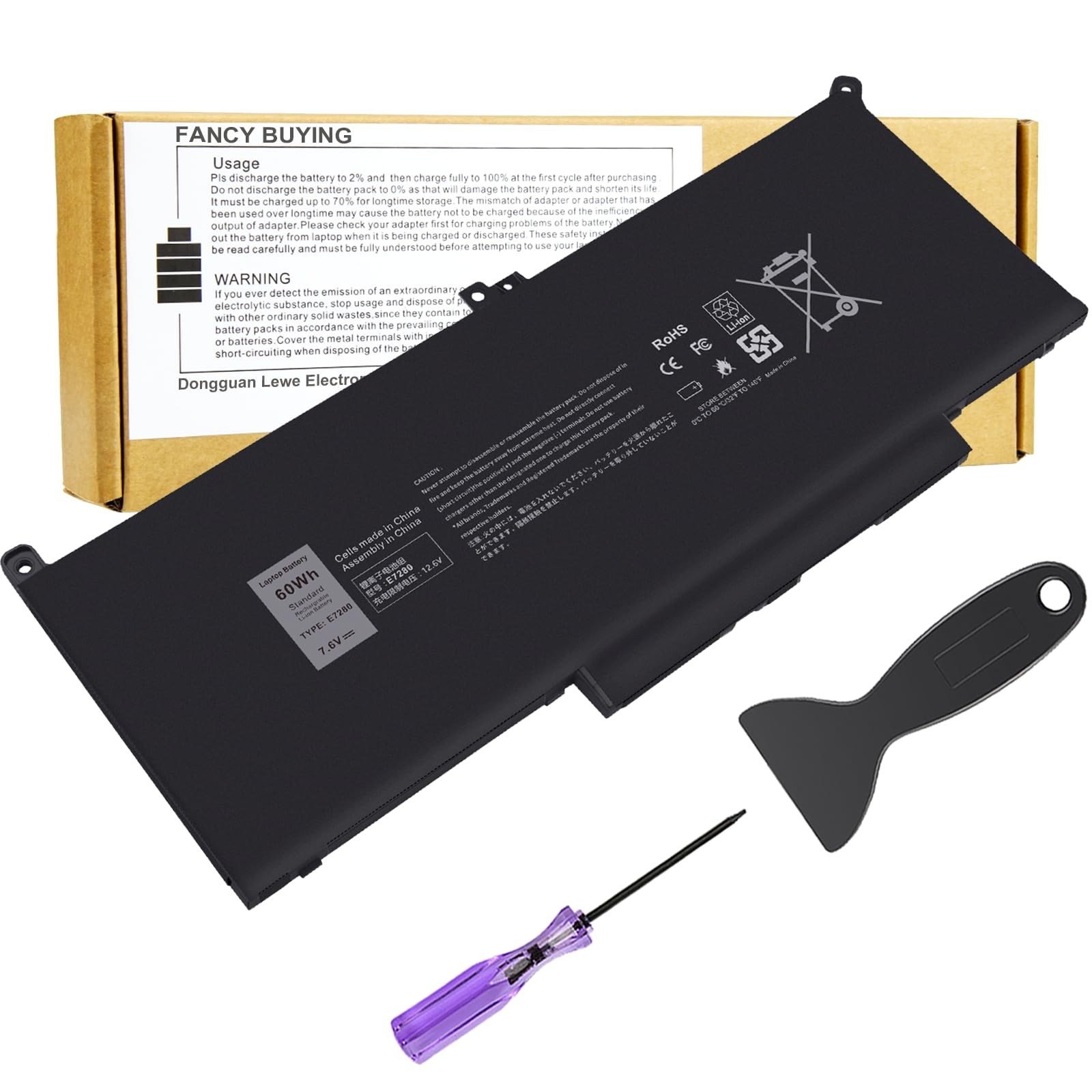 High-Capacity Laptop Battery for Dell Latitude 12/13/14 Series - Compatible Repl