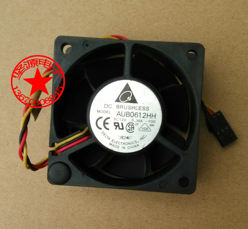 1Pcs 6cm fan 6025 AUB0612HH DC12V 0.36A 3 lines