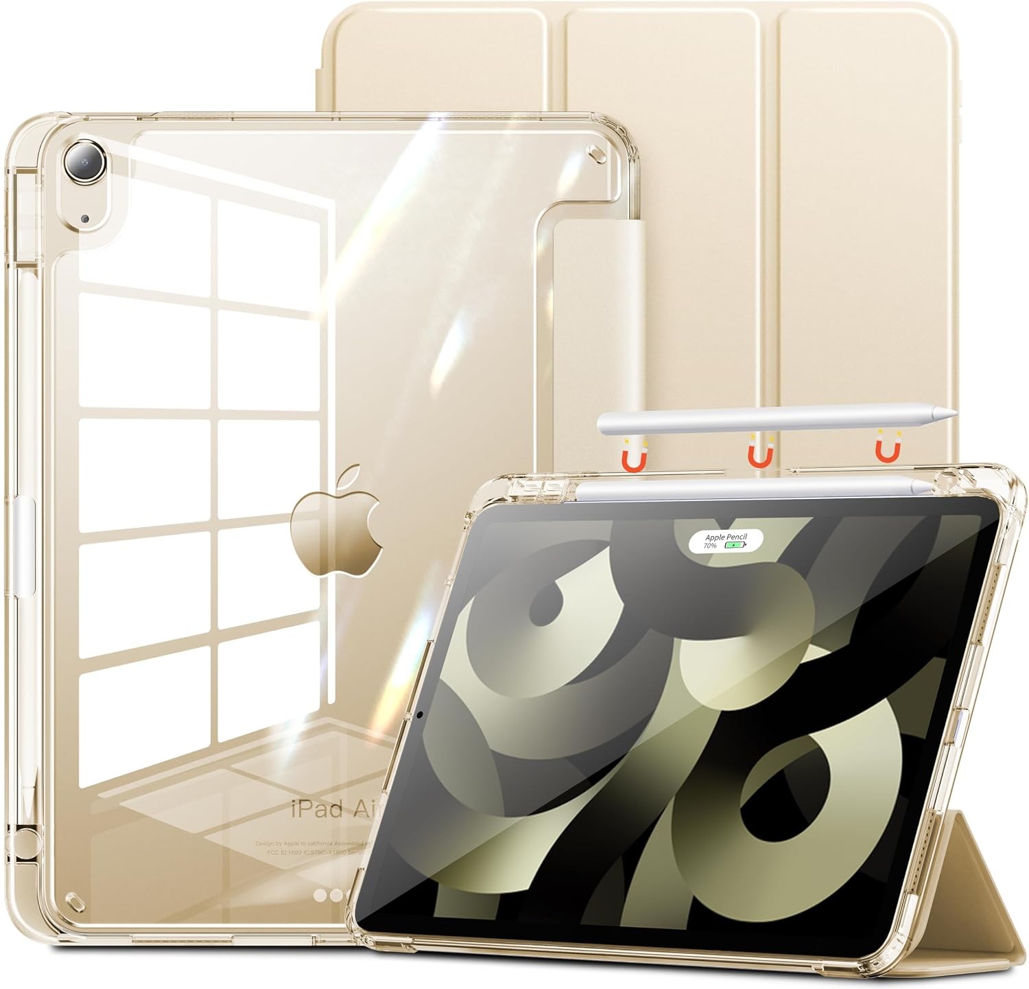 Case for iPad Air 11 Inch (2024/2022) with Crystal Clear Slim Back & Pencil Hold