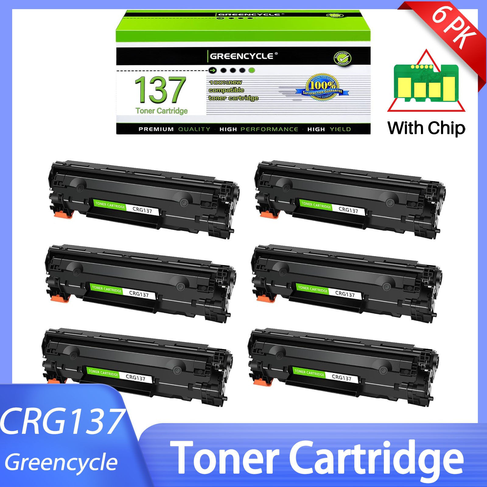 6PK Canon 137 CRG137 Toner Cartridge Replacement D570 LBP151dw MF232w MF249dw