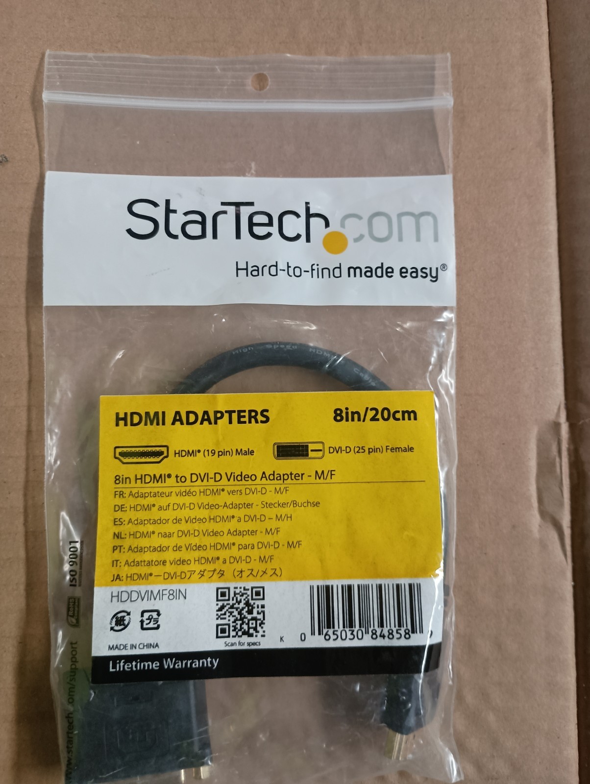 StarTech HDDVIMF8IN - 8" HDMI Male To DVI-D Female Video Adapter Cables  New/NIB