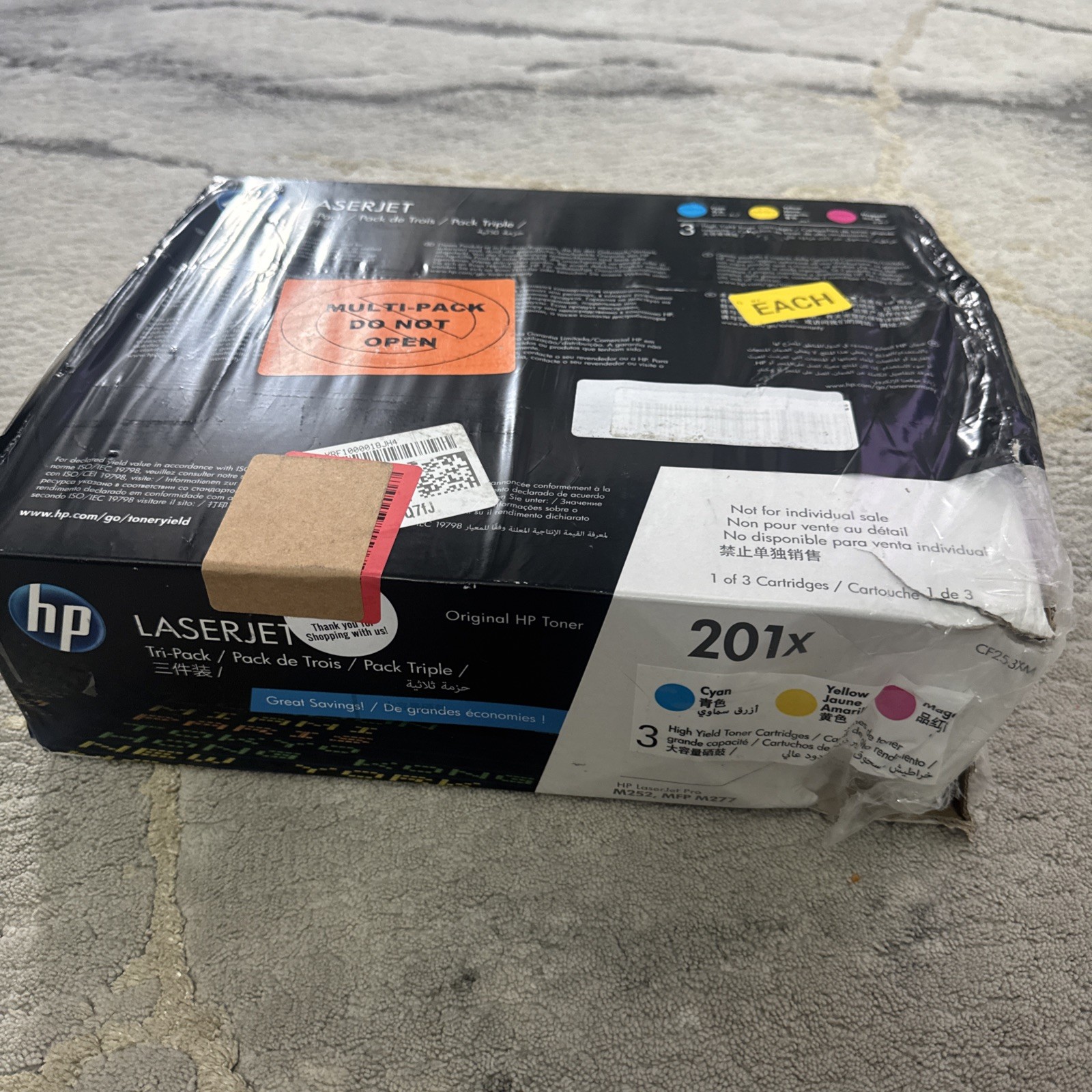 HP 201X 3 Pack Cyan Magenta Yellow High Yield Toner Cartridge New Sealed