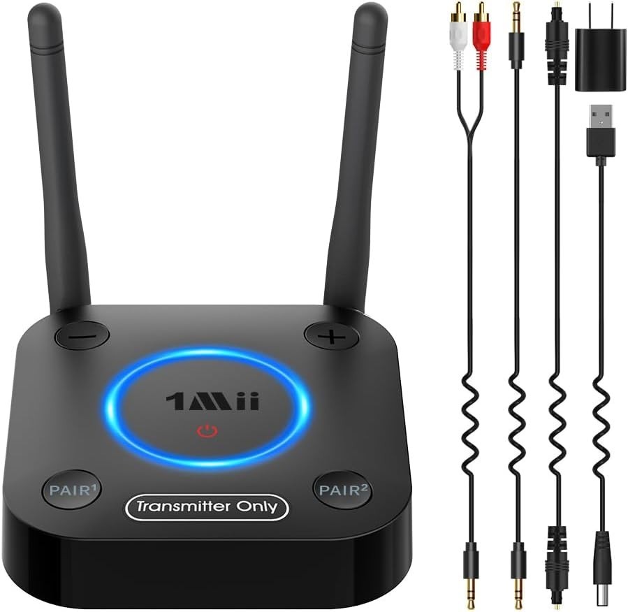 B06TX Bluetooth 5.3 Transmitter - Long Range, Dual Headphone Support & AptX HD