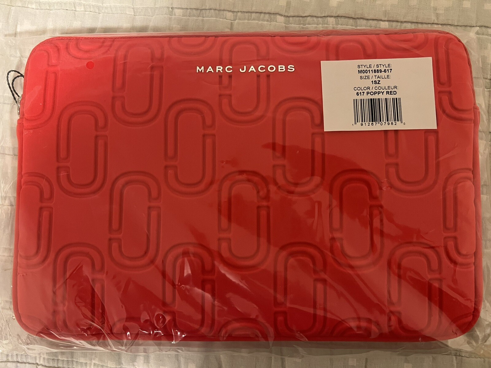 Marc Jacobs 11-12 inch Double J Laptop Sleeve Logo Quilted Poppy Red New