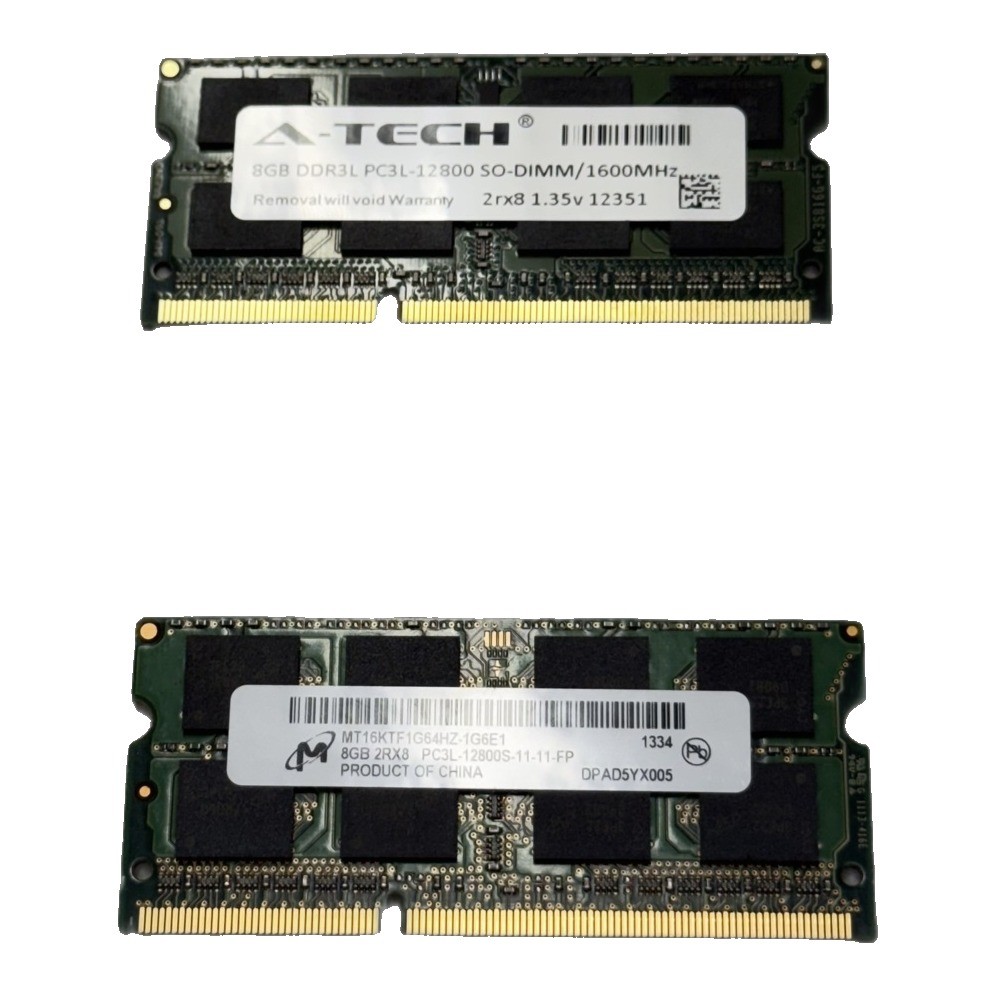 16GB 2x8GB DDR3L 1600MHz PC3L-12800 SODIMM Laptop RAM Micron A-Tech