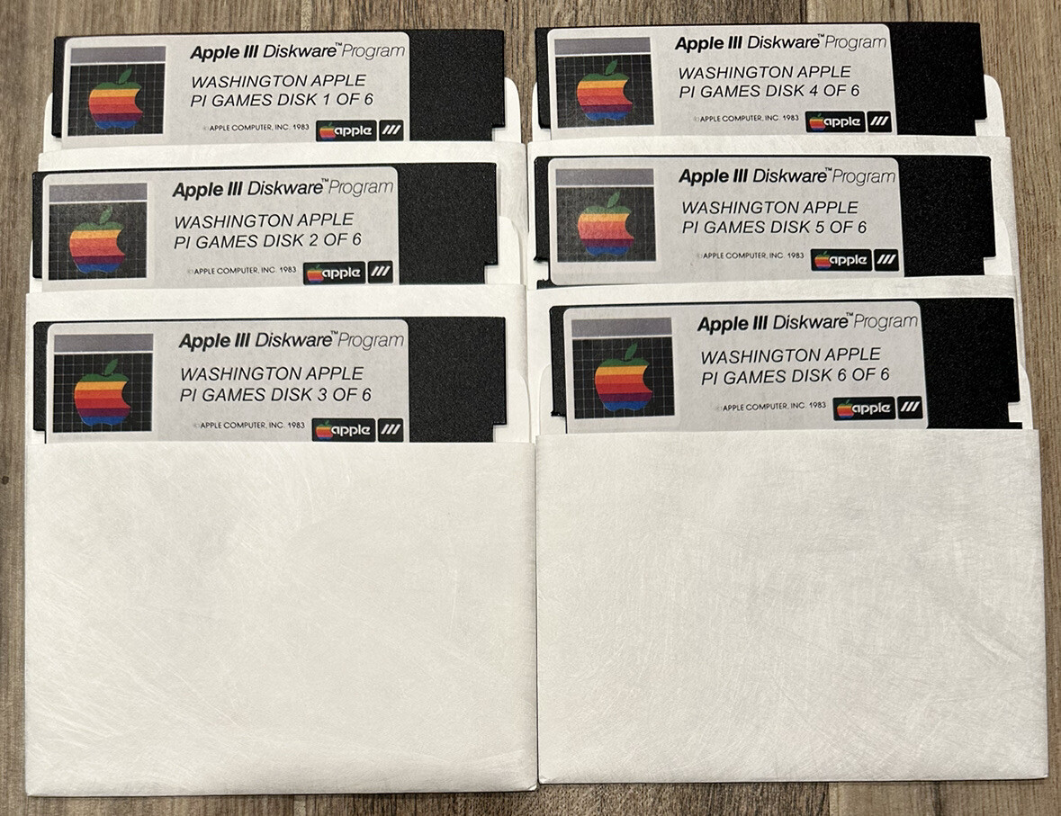 Vintage Apple iii 3 Computer Washington Pi Games 6 Disk Retro Pack