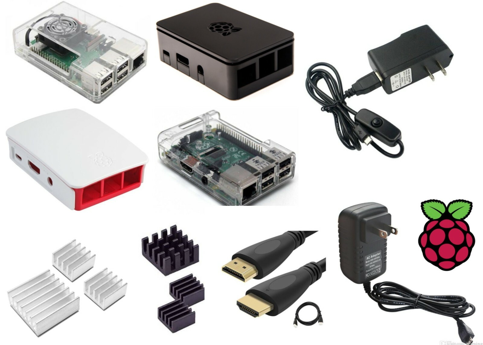 Raspberry Pi 3 B, B+ (B Plus), Beginner Level Starter Kit. (No Board, Kit ONLY)