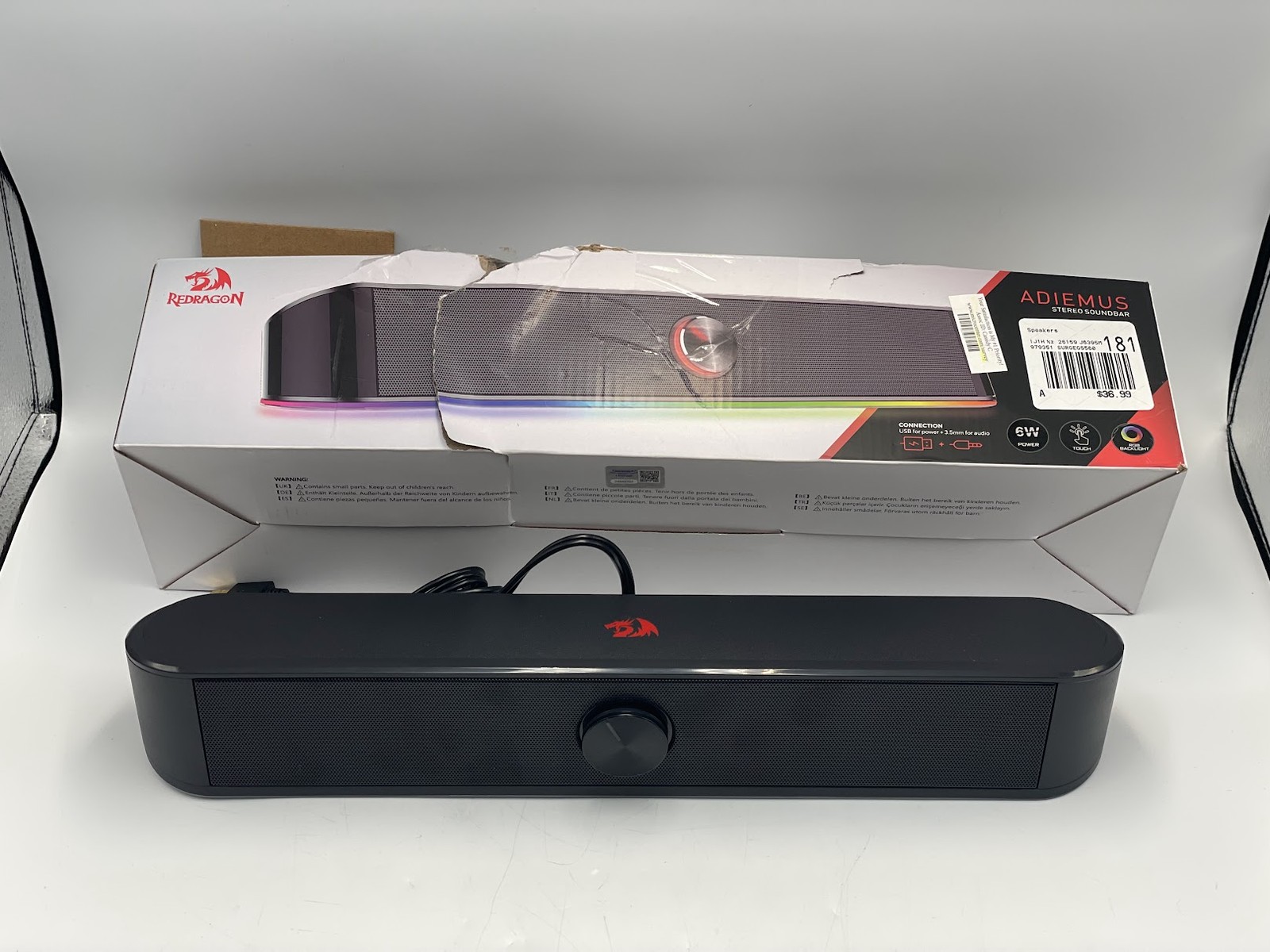 Redragon ADIEMUS GS560 RGB 2.0 Channel Desktop Soundbar - Black