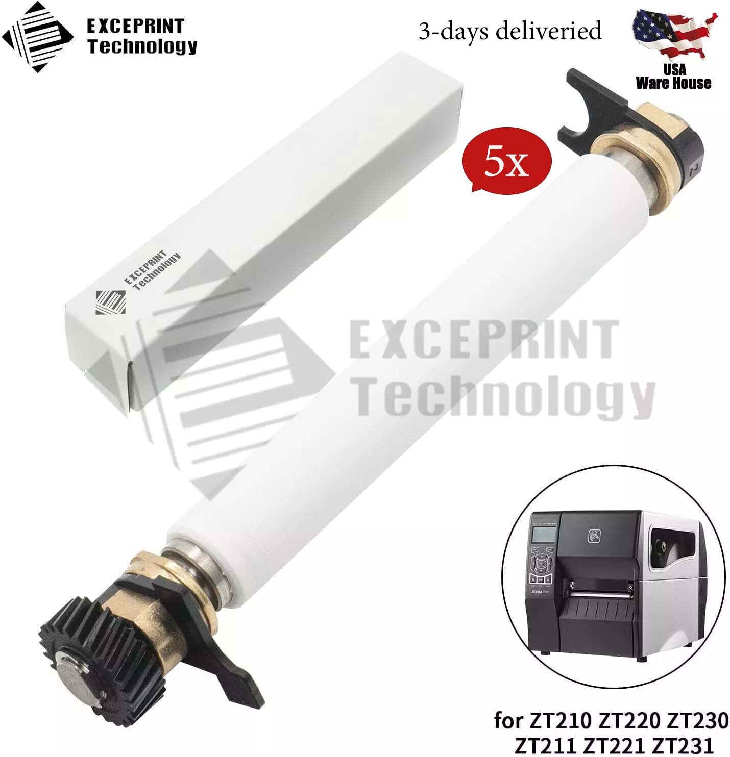 ✅ 5pcs P1037974-028 Platen Roller for Zebra ZT230 ZT220 ZT210 ZT231 USA STOCK ✅