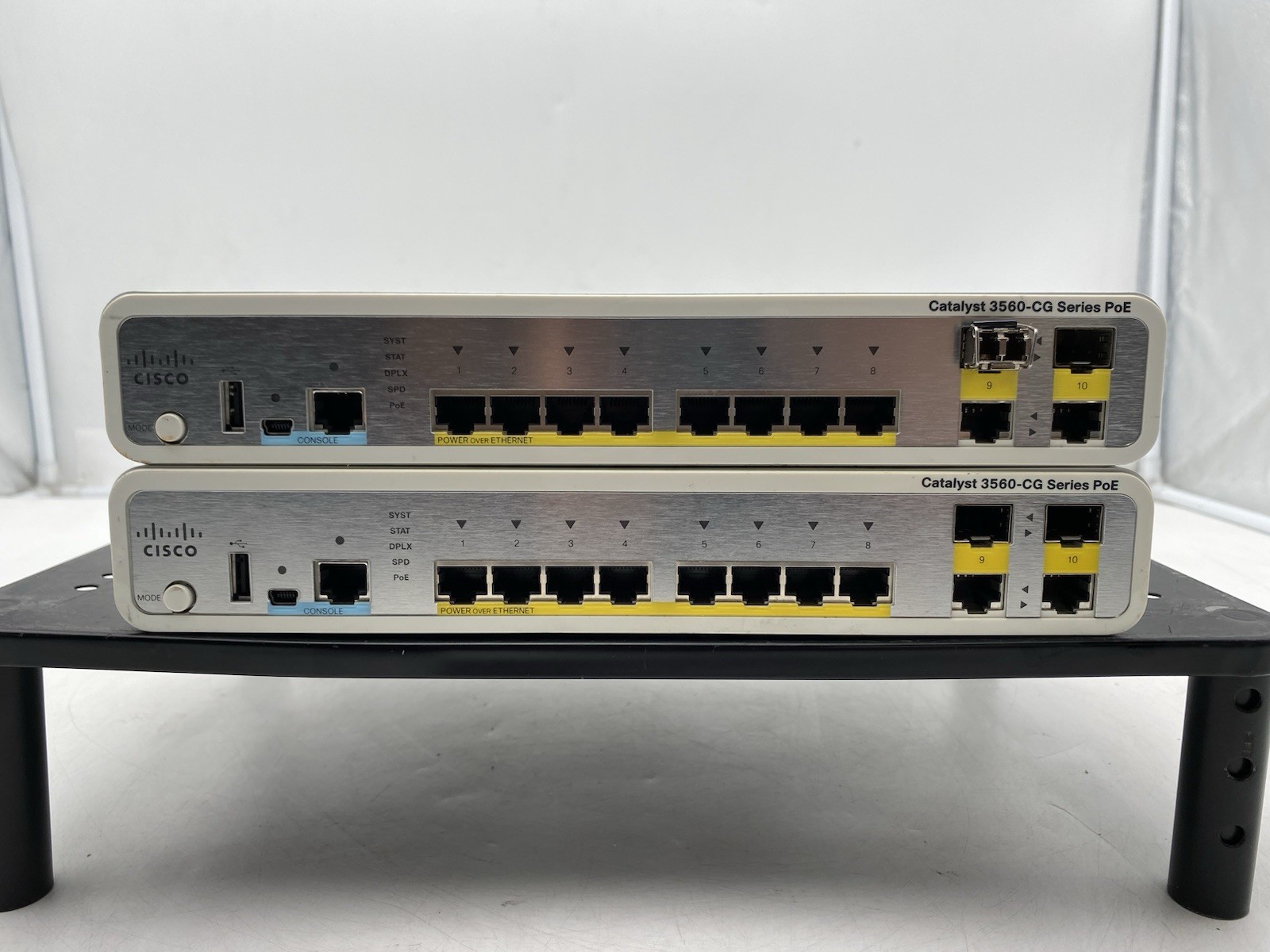 Lot of 2 Cisco WS-C3560CG-8PC-S Gigabit Compact 8-Port Switch w/ 1x GLC-SX-MM-A