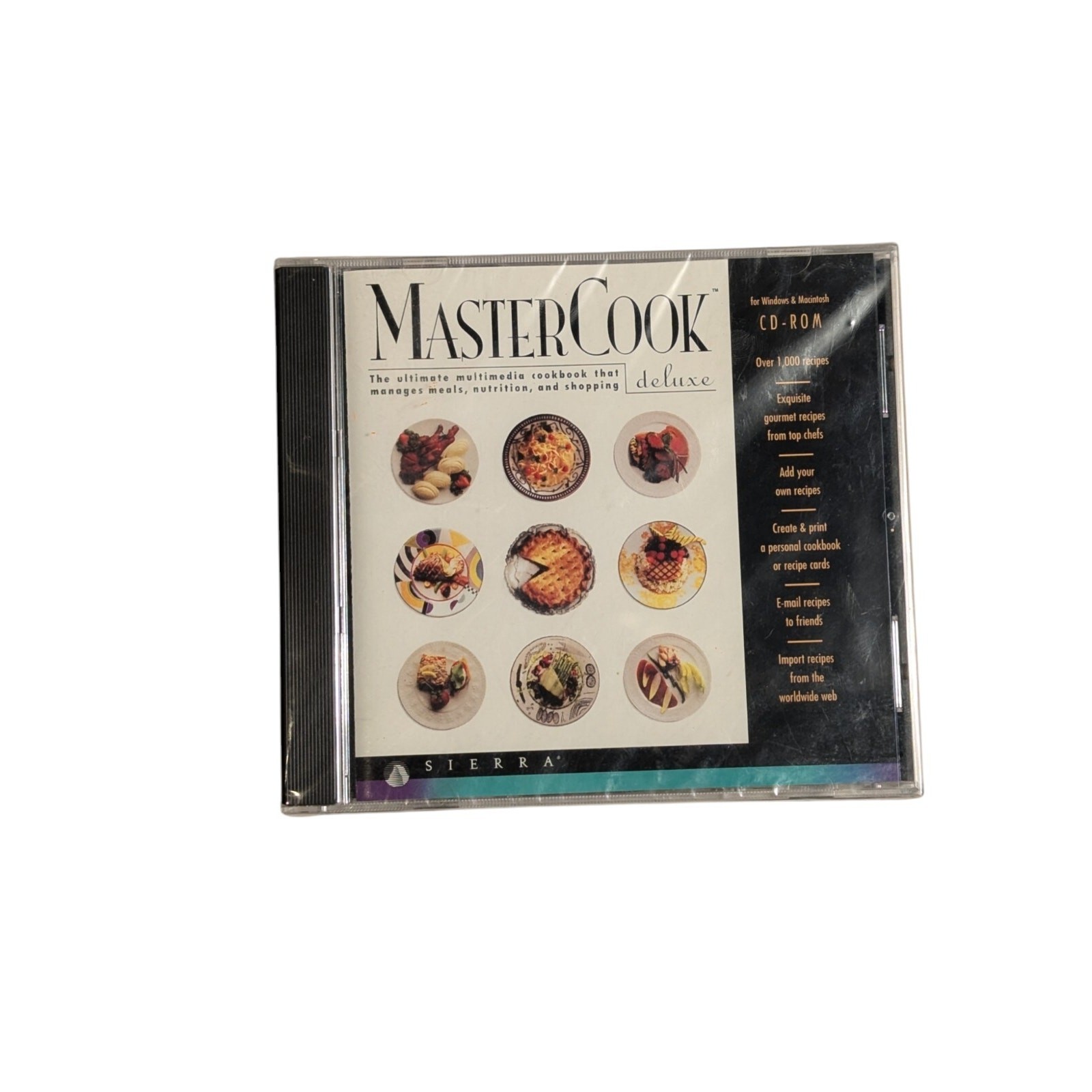 Vintage 1997 Sierra MasterCook Deluxe CD-ROM Multimedia Cookbook For Windows/Mac