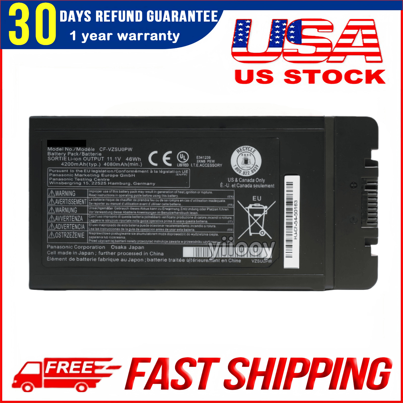 New Genuine OEM 46WH CF-VZSU0PW CF-VZSU0PR Battery for Panasonic TOUGHBOOK CF-54