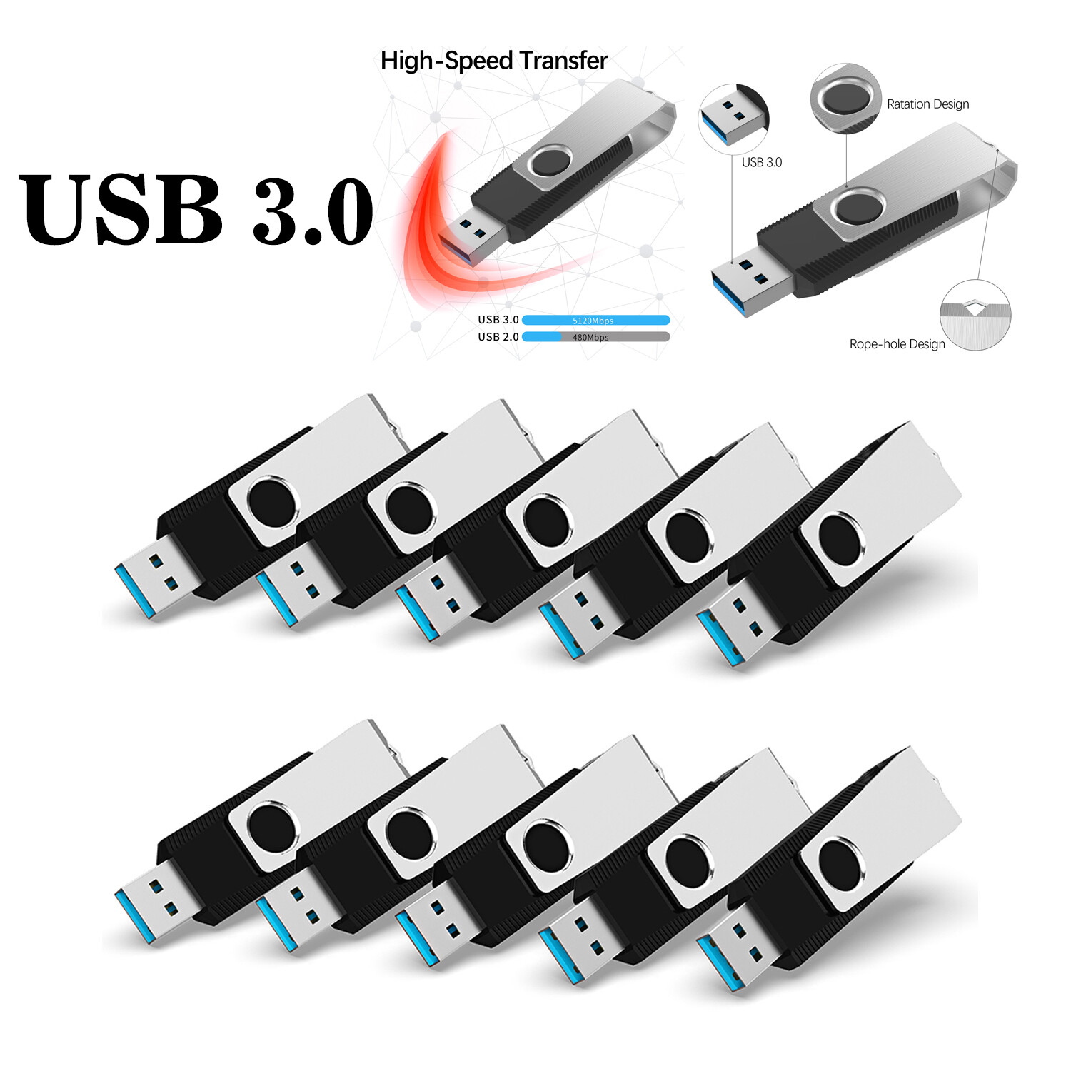 16GB 32GB 64GB USB 3.0 Flash Drive Memory Stick Thumb Drive Data Storage LOT