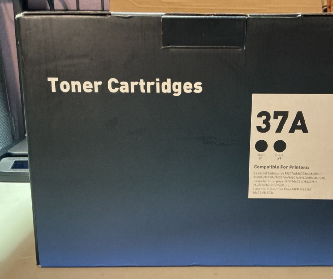 Black Toner Cartridge 1 Pk Compatible Replacement for HP 37A 37X M607n M608n NEW