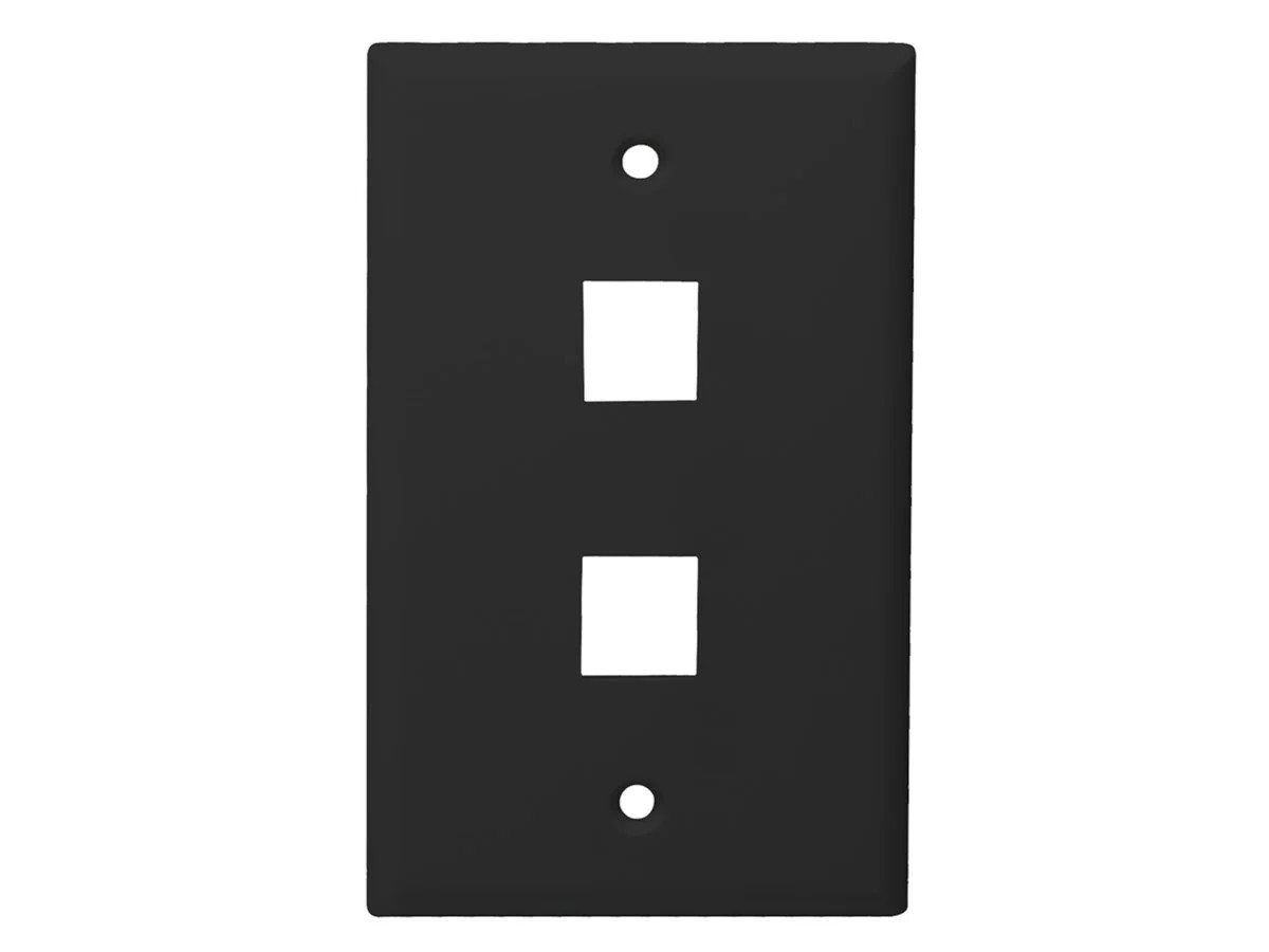 Monoprice Mid-Size Keystone Plate 2 Port, Black, UL