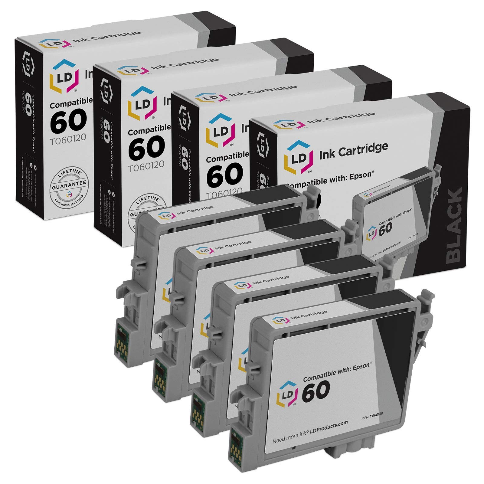 LD T060120 T060 Black Ink Cartridge Set of 4 for Epson C88 CX3800 CX3810 CX4200