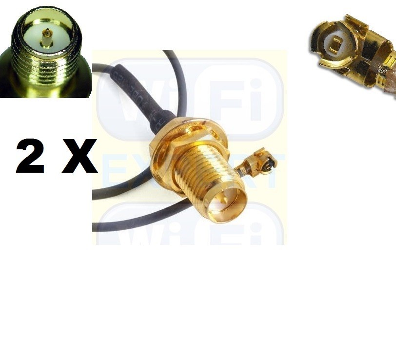 2X U.FL Mini PCI to RP-SMA Pigtail Antenna WiFi Cable 20 Inches (50cm) USA