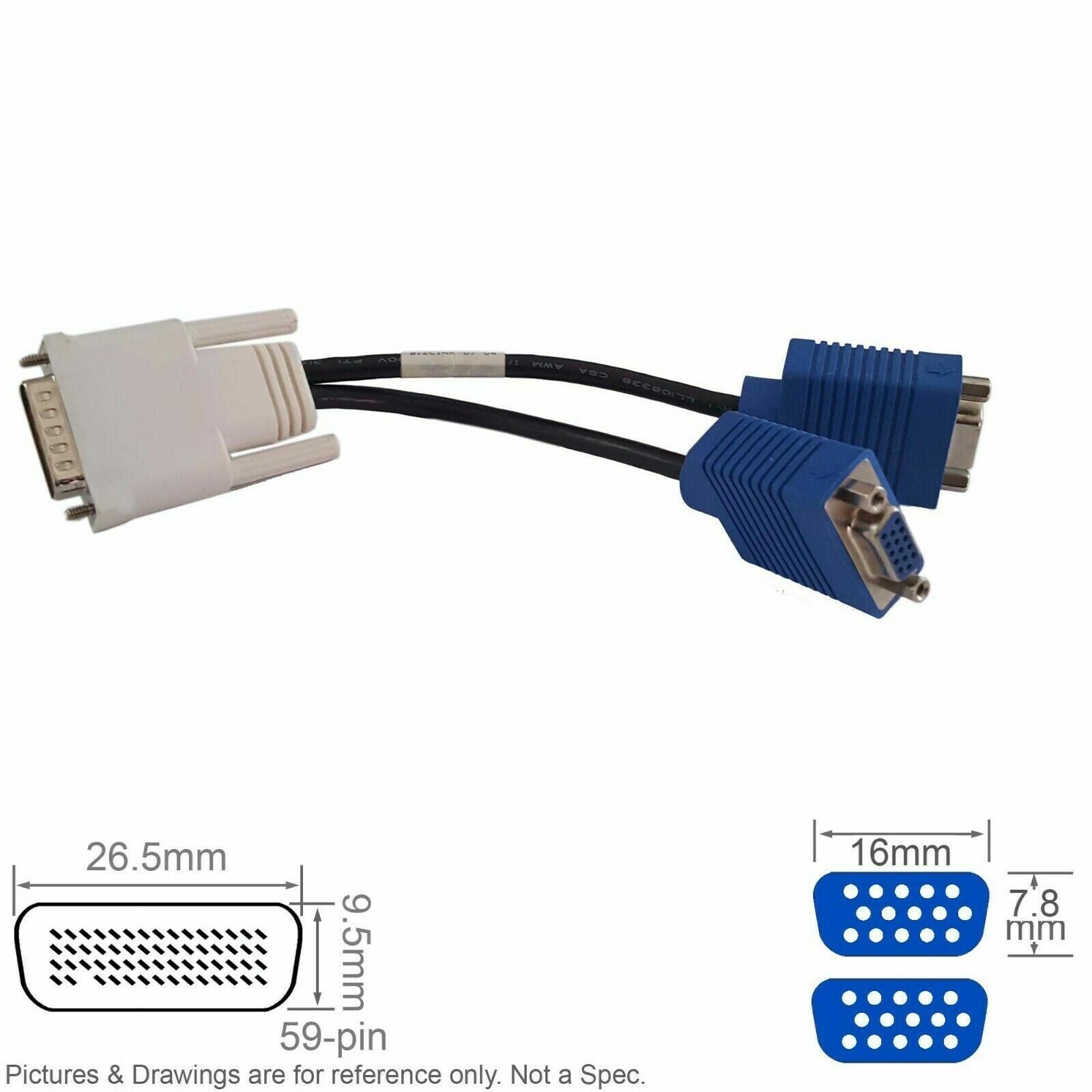 HP 338285-008 DMS-59 to Dual VGA Splitter Cable 2x 15-Pin Female OEM