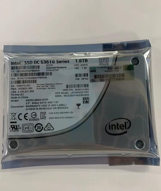 HP INTEL 1.6TB S3610 系列 SSDSC2BX016T4P 6Gbs 2.5" SATA SSD 804612-004-