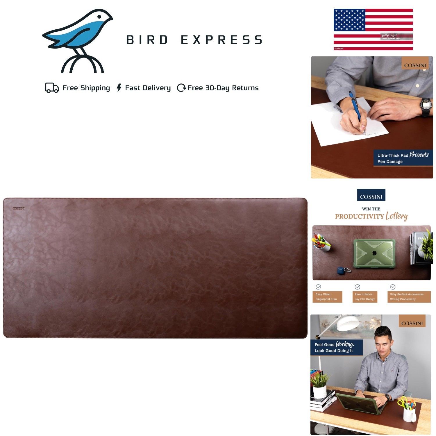 XL Desk Pad - Large  Leather Desk Mat (17 X 36) - Buttery Smooth Writing