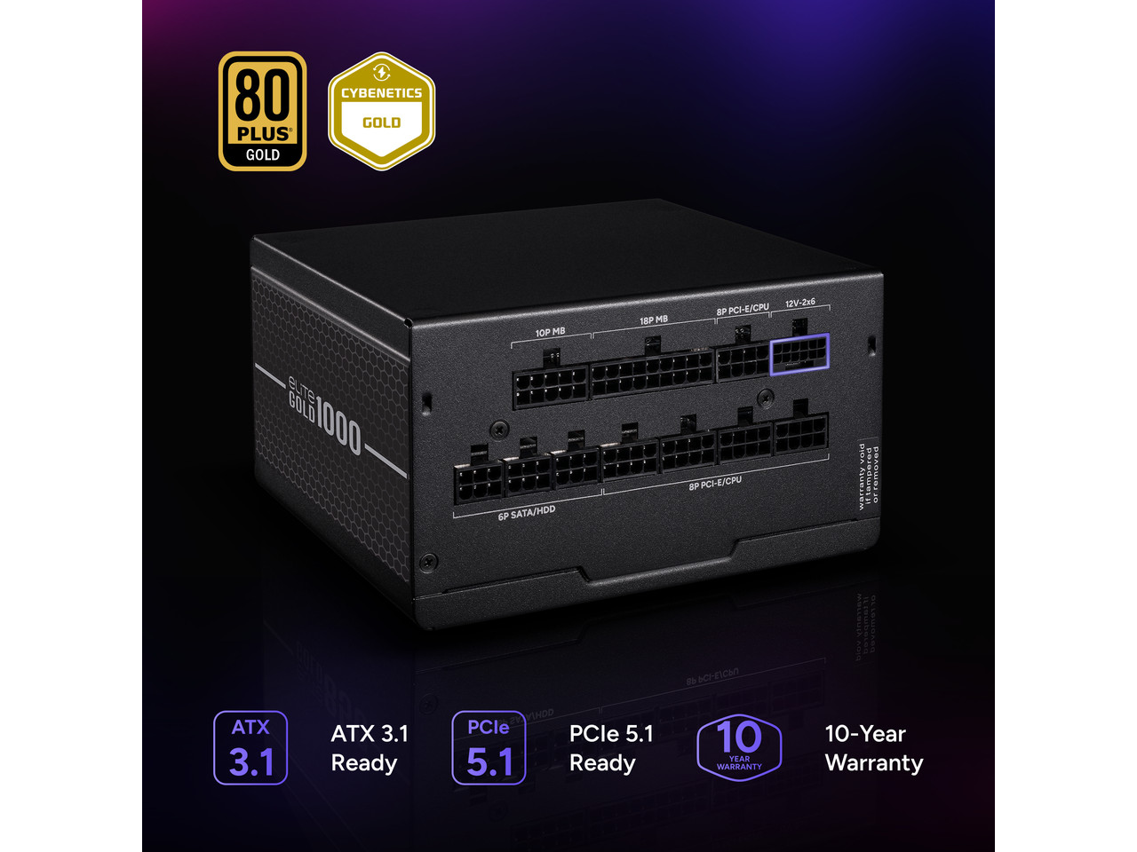 Cooler Master Elite Gold 1000W Power Supply, PCIe 5.1 Ready Certification