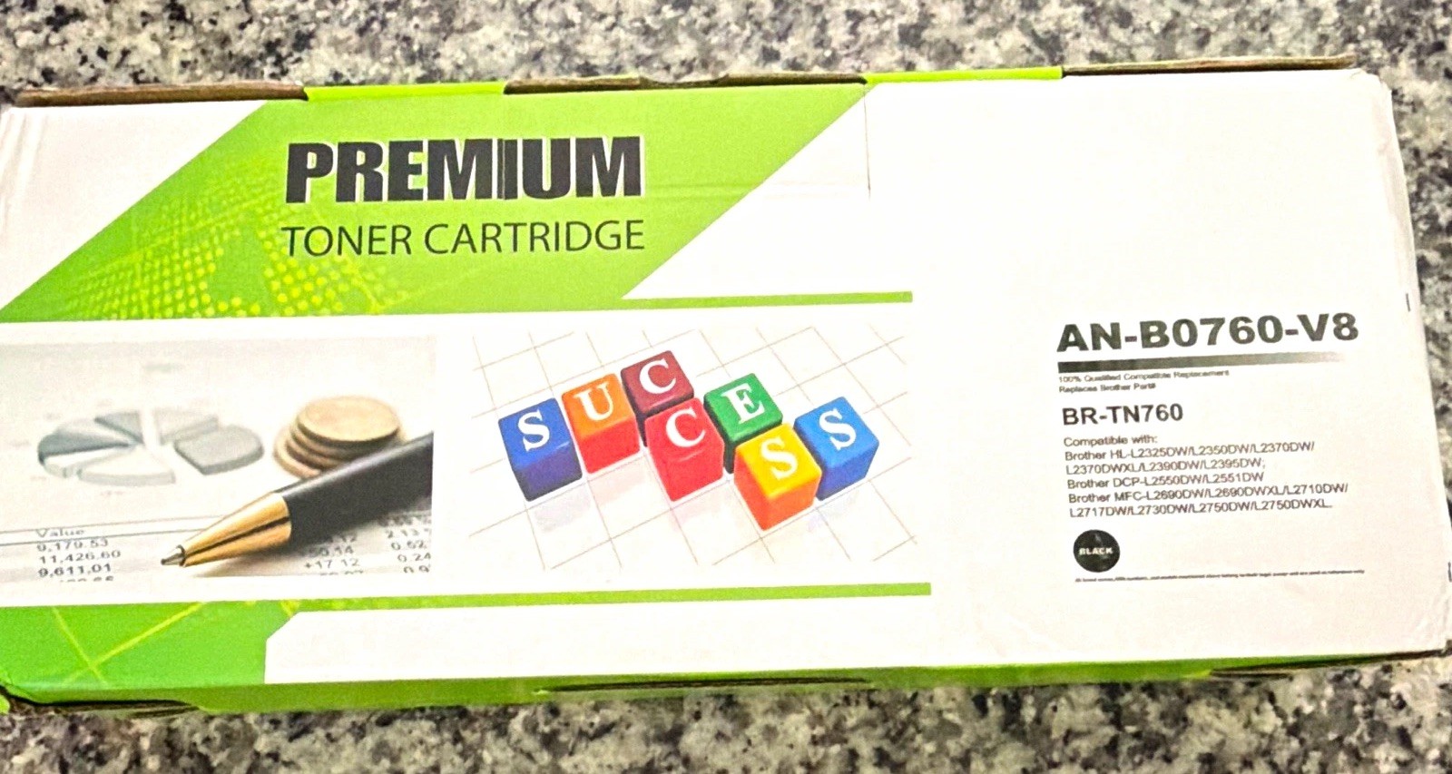 Premium Compatible Black Laser Toner Cartridge BR-TN760 AN-B0760-V8 for Brother