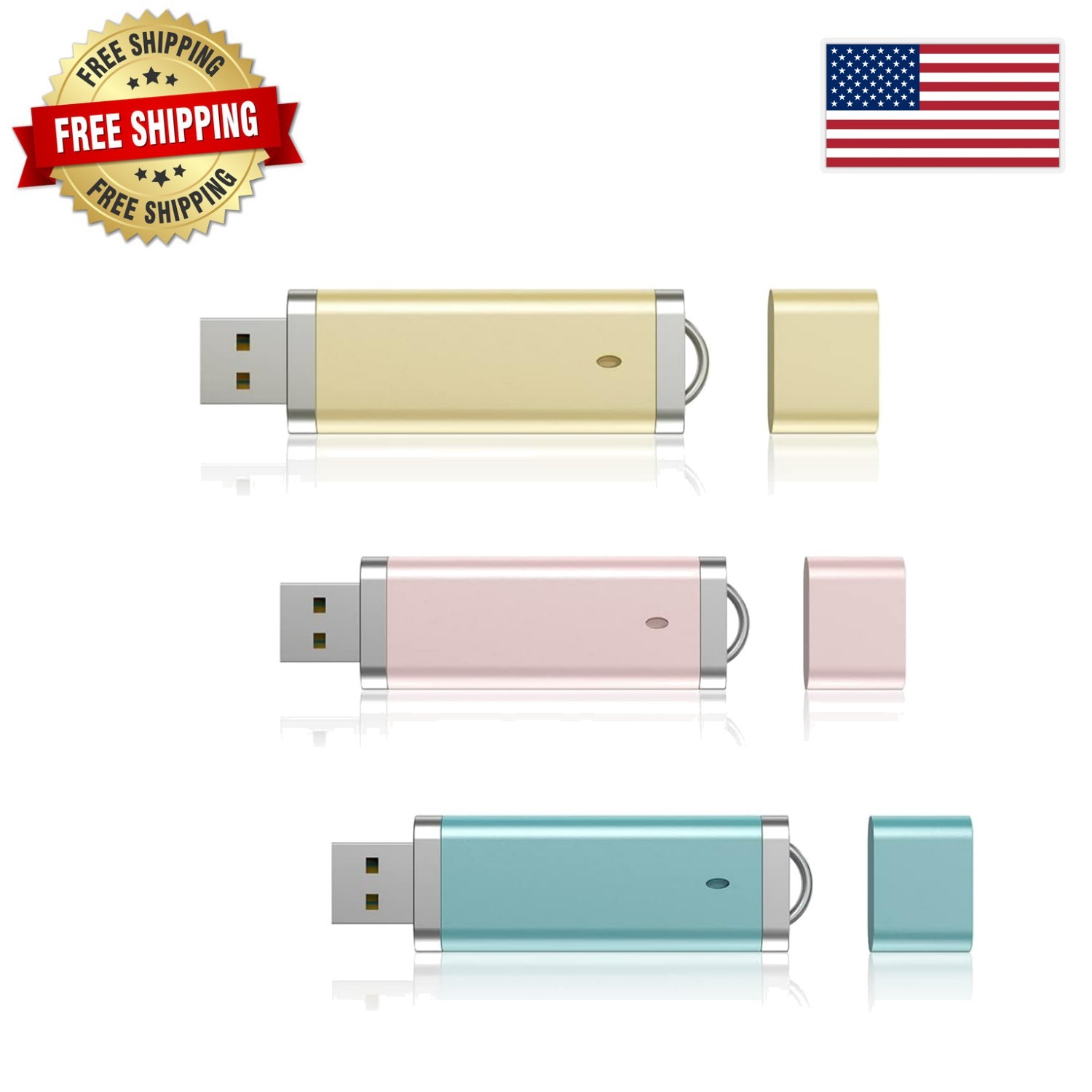 3 Pack 64GB Portable USB Drives - Colorful Thumb Drives for Photos & Files