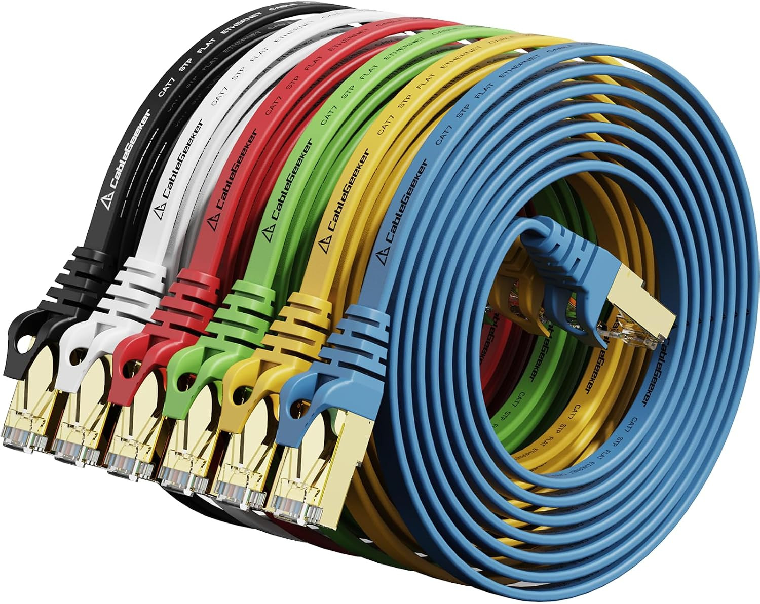 Cat 7 Shielded Ethernet Cable 5 Ft 6 Pack (Highest Speed Cable) Cat7 Flat Ethern