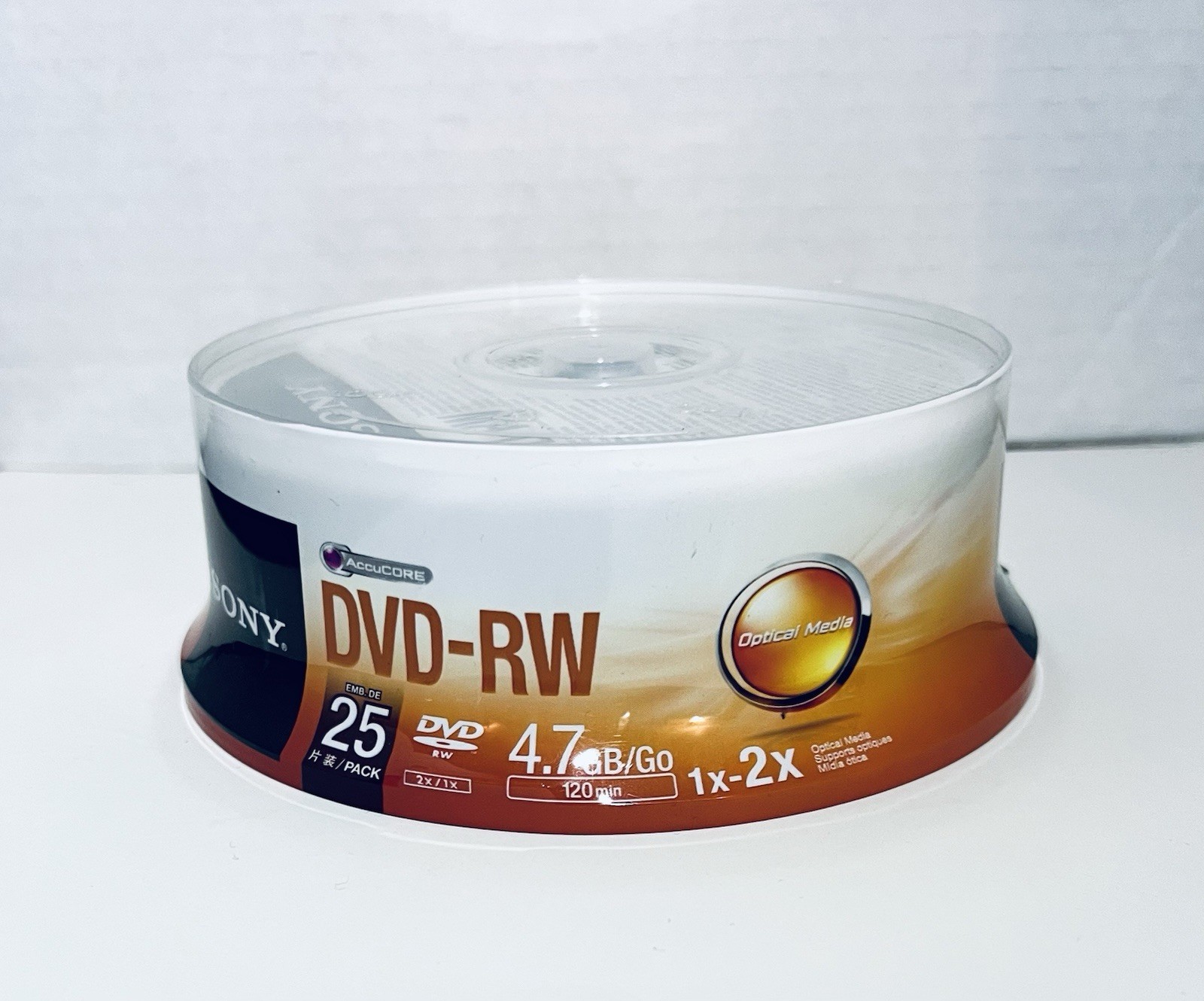 Sony 25DMW47SP DVD-RW 2X 4.7GB Spindle Rewritable DVD discs, 25-Pack - NEW